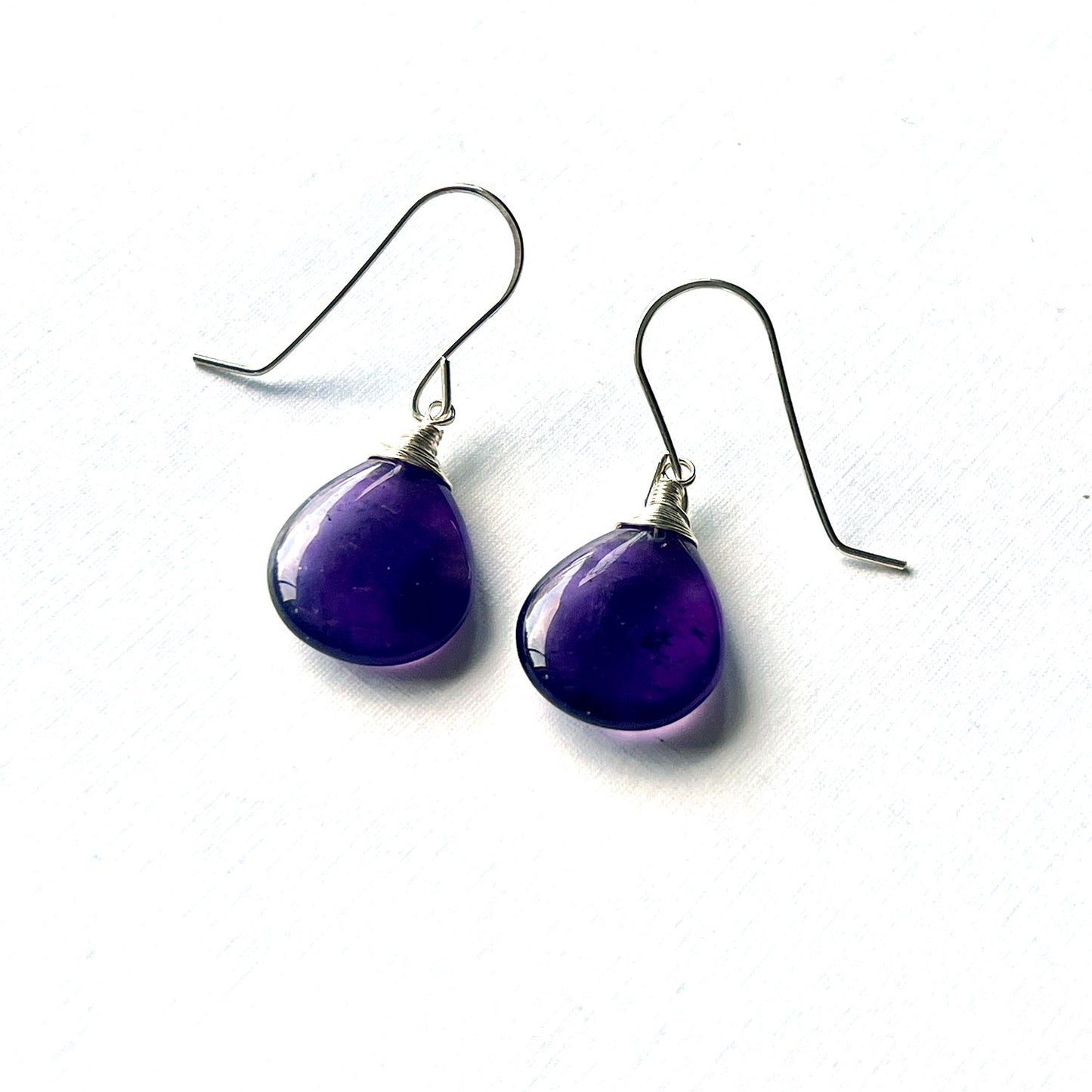 STERLING SILVER AMETHYST TEARDROP EARRINGS - DREAMLAND TALISMAN