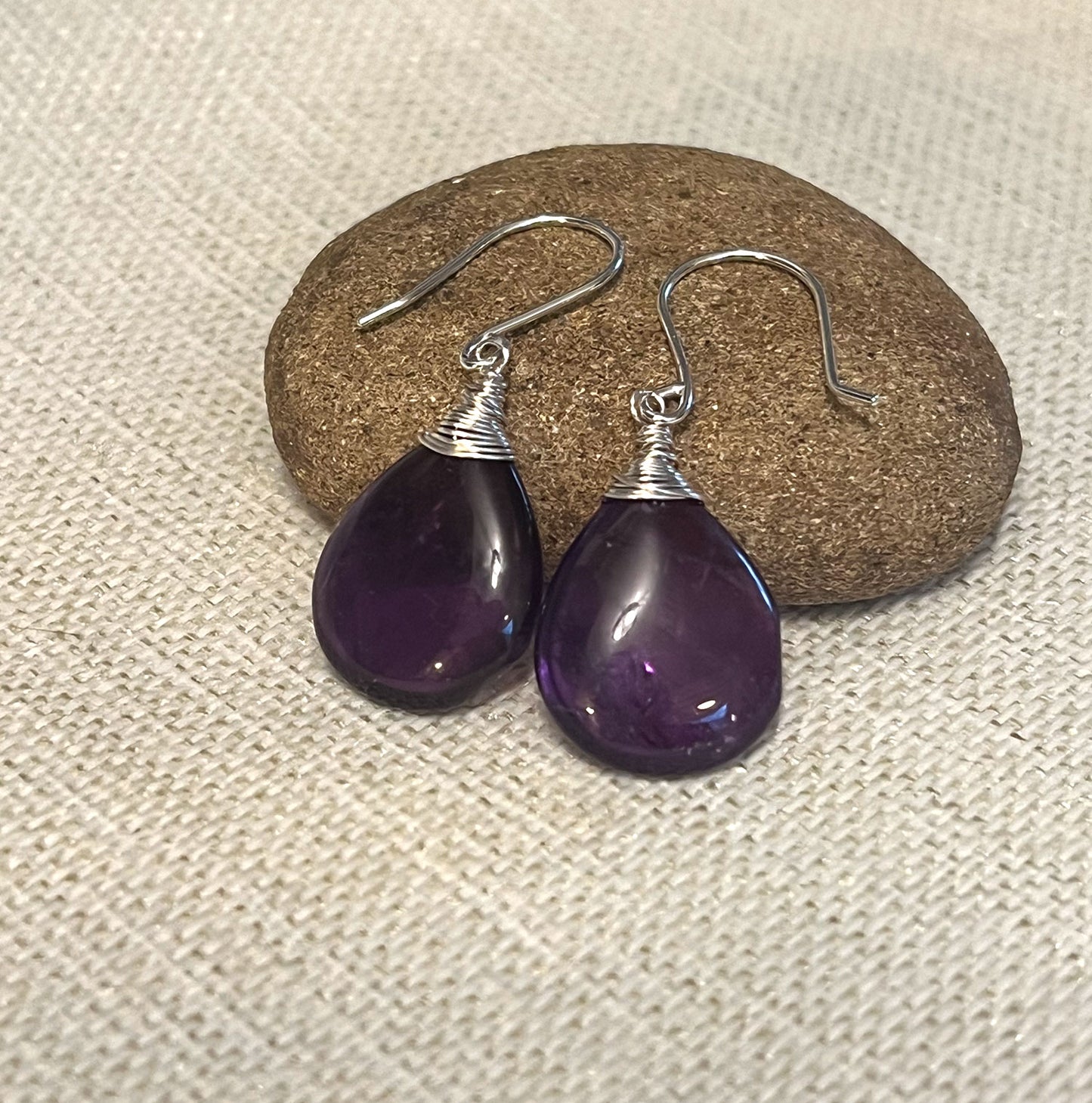 STERLING SILVER AMETHYST TEARDROP EARRINGS - DREAMLAND TALISMAN