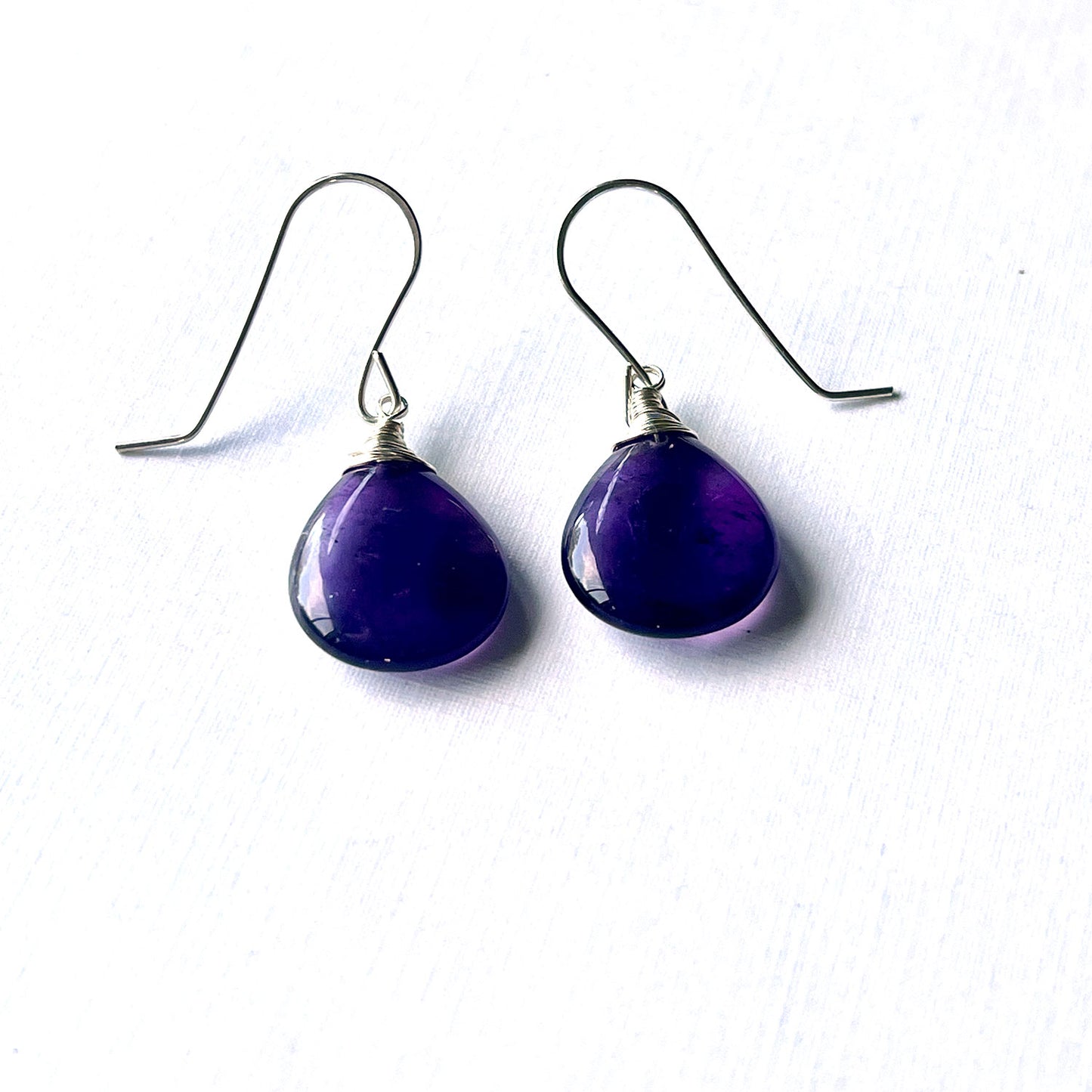 STERLING SILVER AMETHYST TEARDROP EARRINGS - DREAMLAND TALISMAN