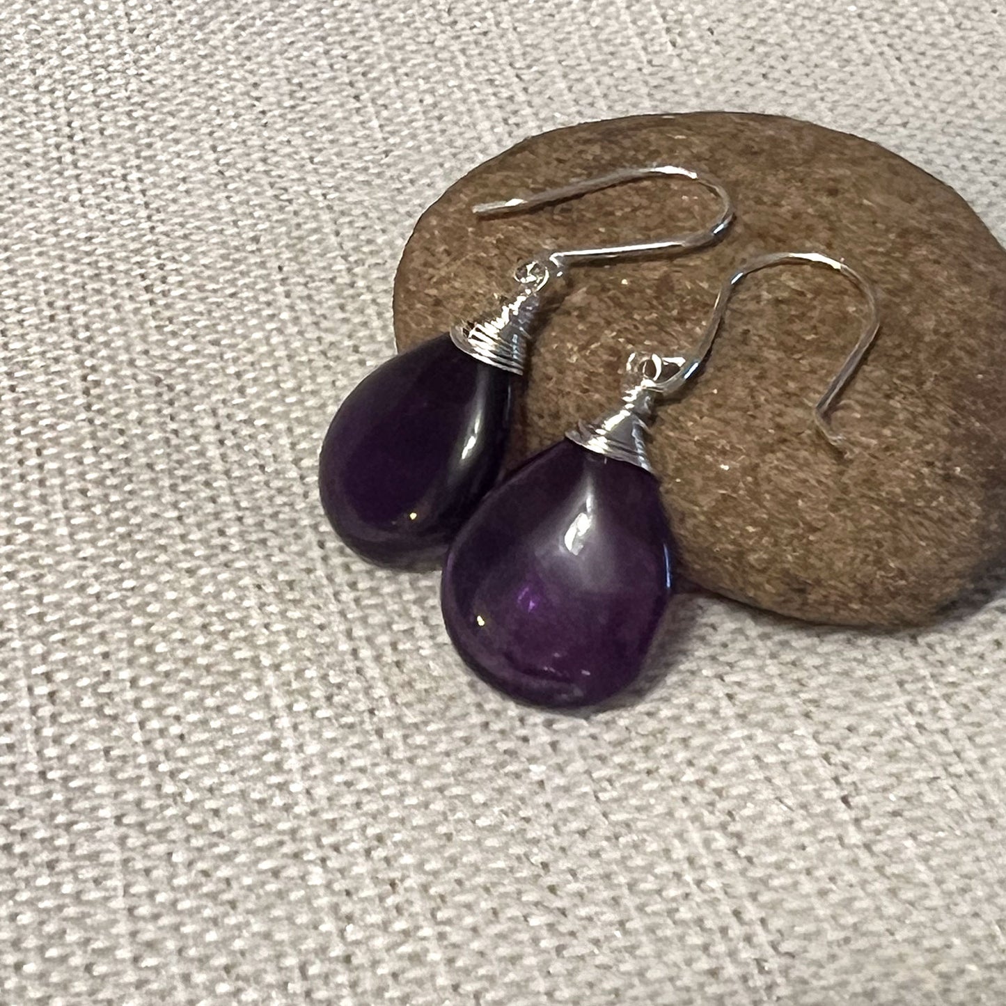 STERLING SILVER AMETHYST TEARDROP EARRINGS - DREAMLAND TALISMAN