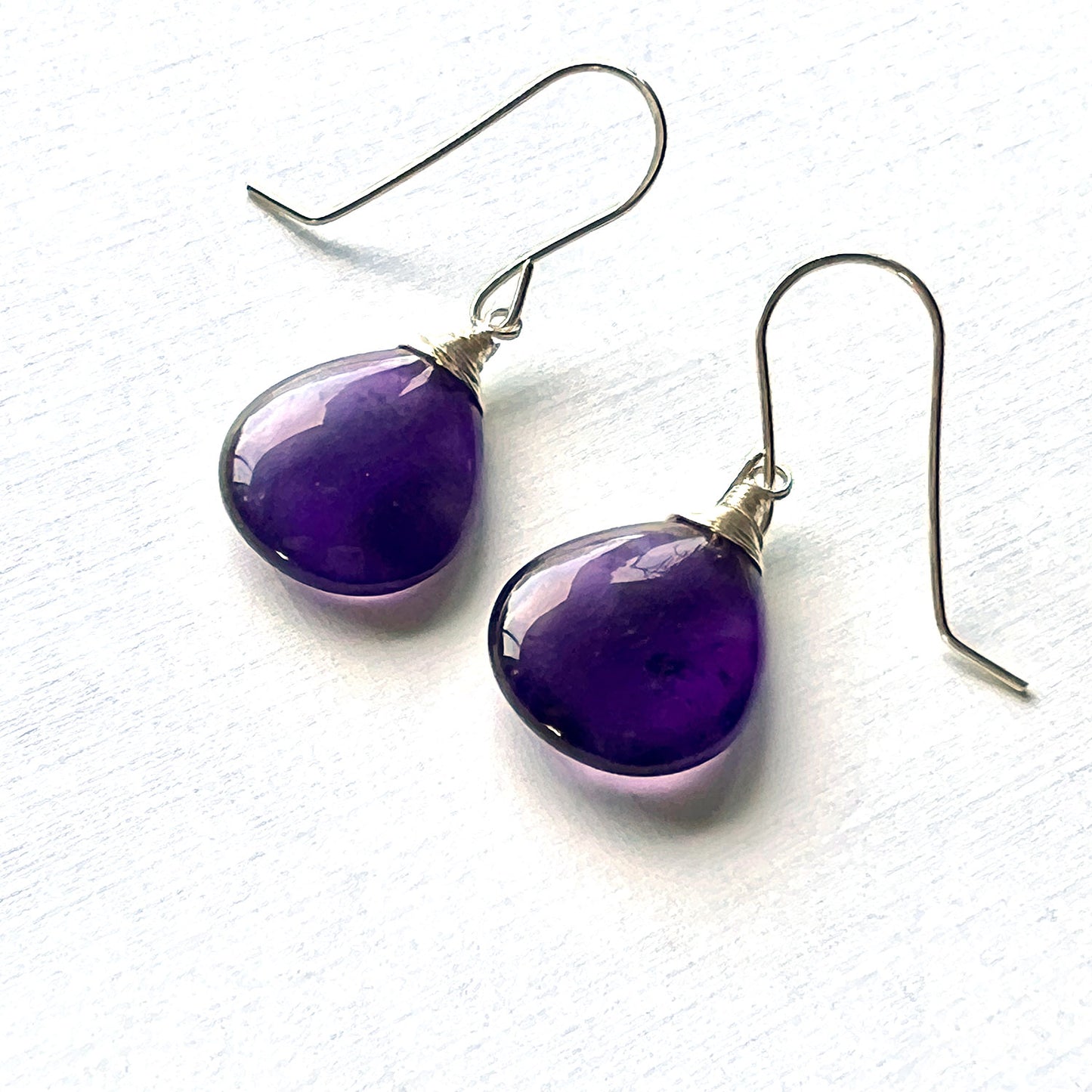 STERLING SILVER AMETHYST TEARDROP EARRINGS - DREAMLAND TALISMAN