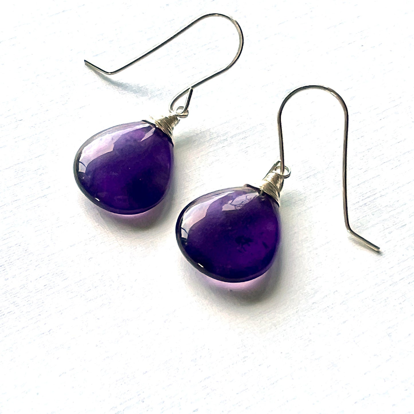 STERLING SILVER AMETHYST TEARDROP EARRINGS - DREAMLAND TALISMAN