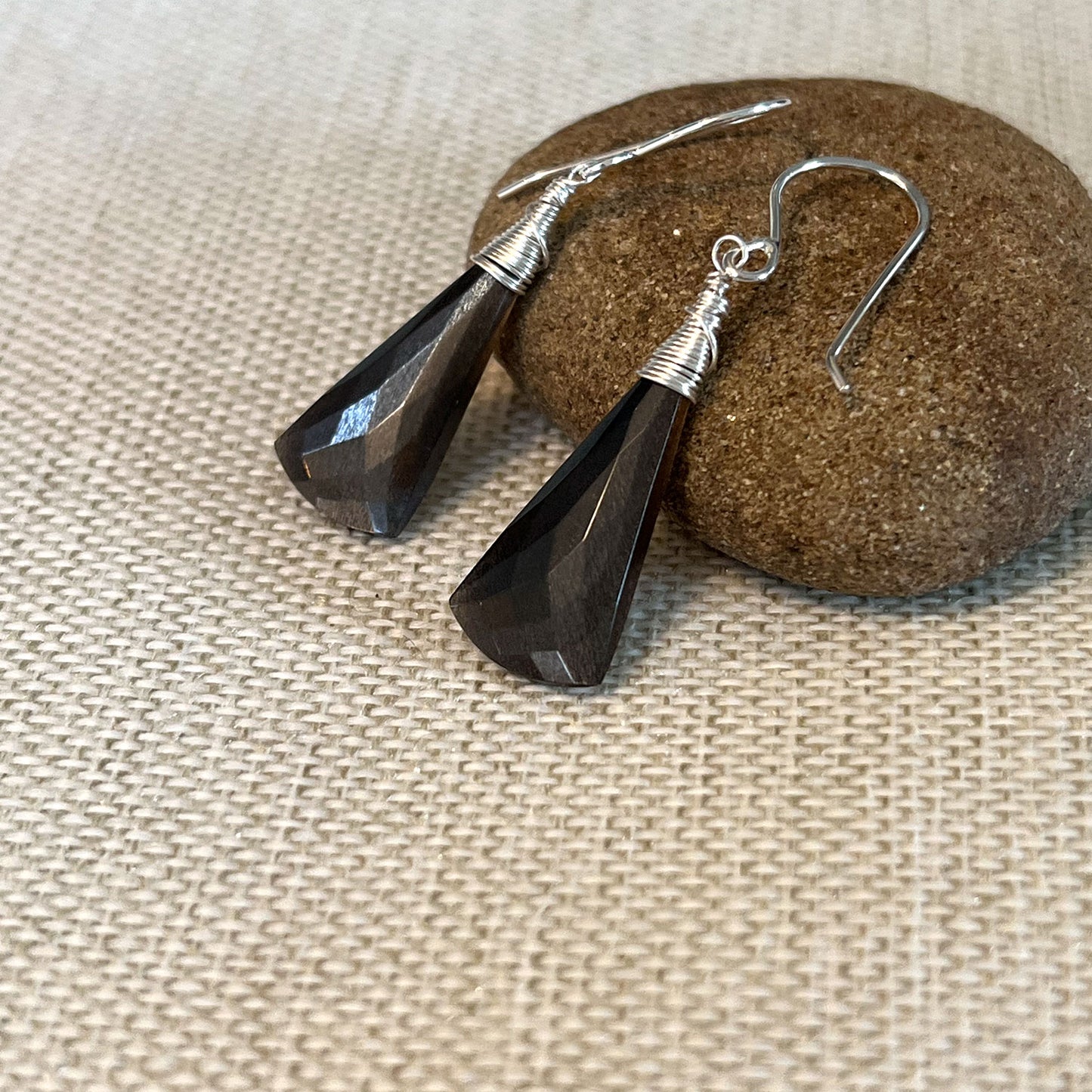 STERLING SILVER BLACK MOONSTONE EARRINGS - INNER BEAUTY TALISMAN