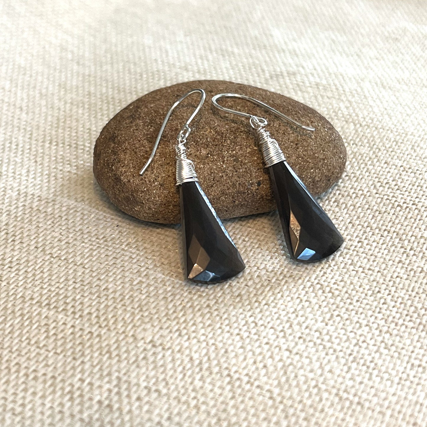 STERLING SILVER BLACK MOONSTONE EARRINGS - INNER BEAUTY TALISMAN