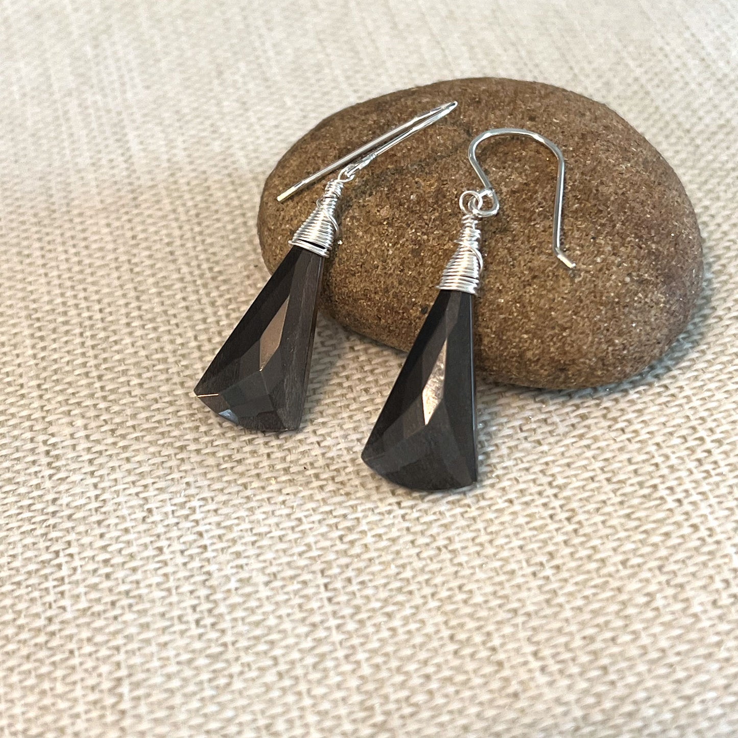 STERLING SILVER BLACK MOONSTONE EARRINGS - INNER BEAUTY TALISMAN