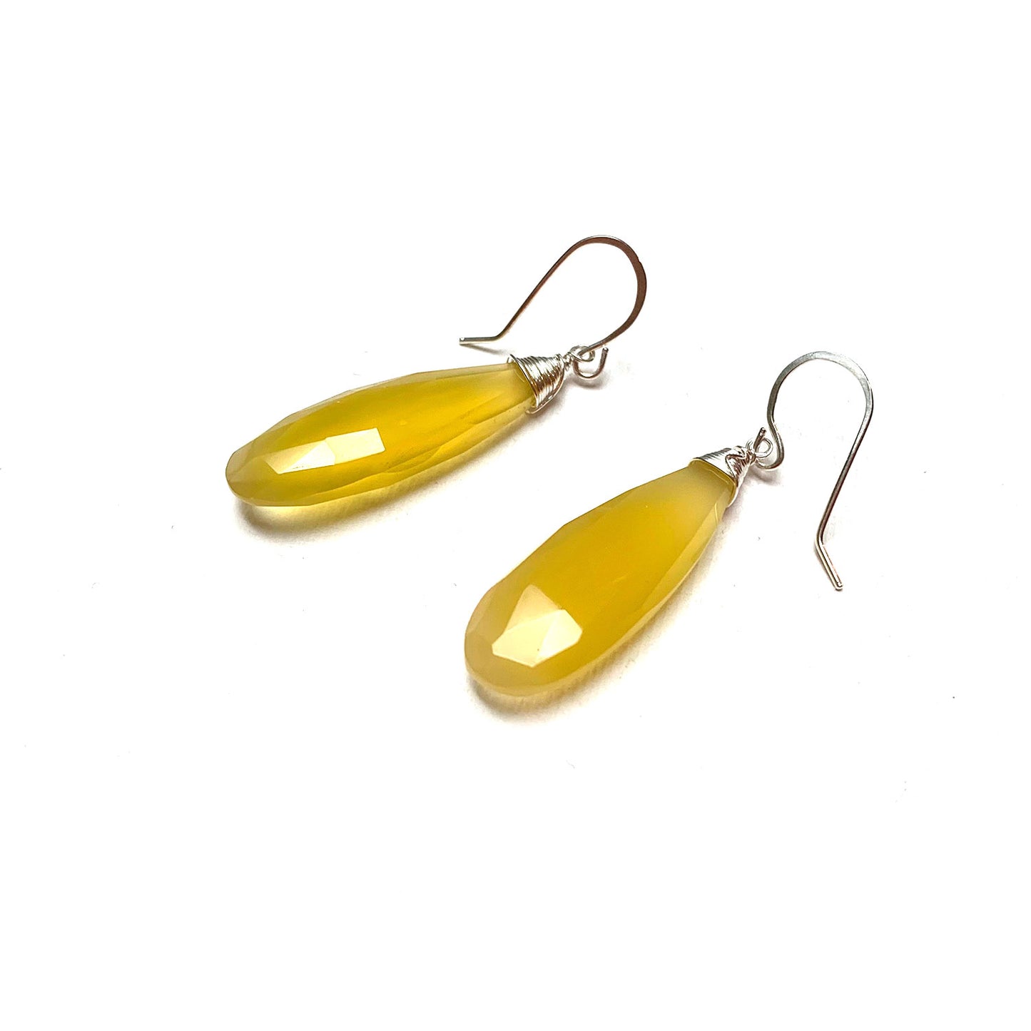 STERLING SILVER YELLOW CHALCEDONY EARRINGS - GOOD WILL TALISMAN