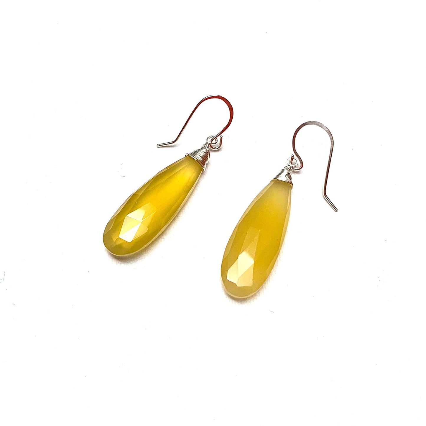 STERLING SILVER YELLOW CHALCEDONY EARRINGS - GOOD WILL TALISMAN