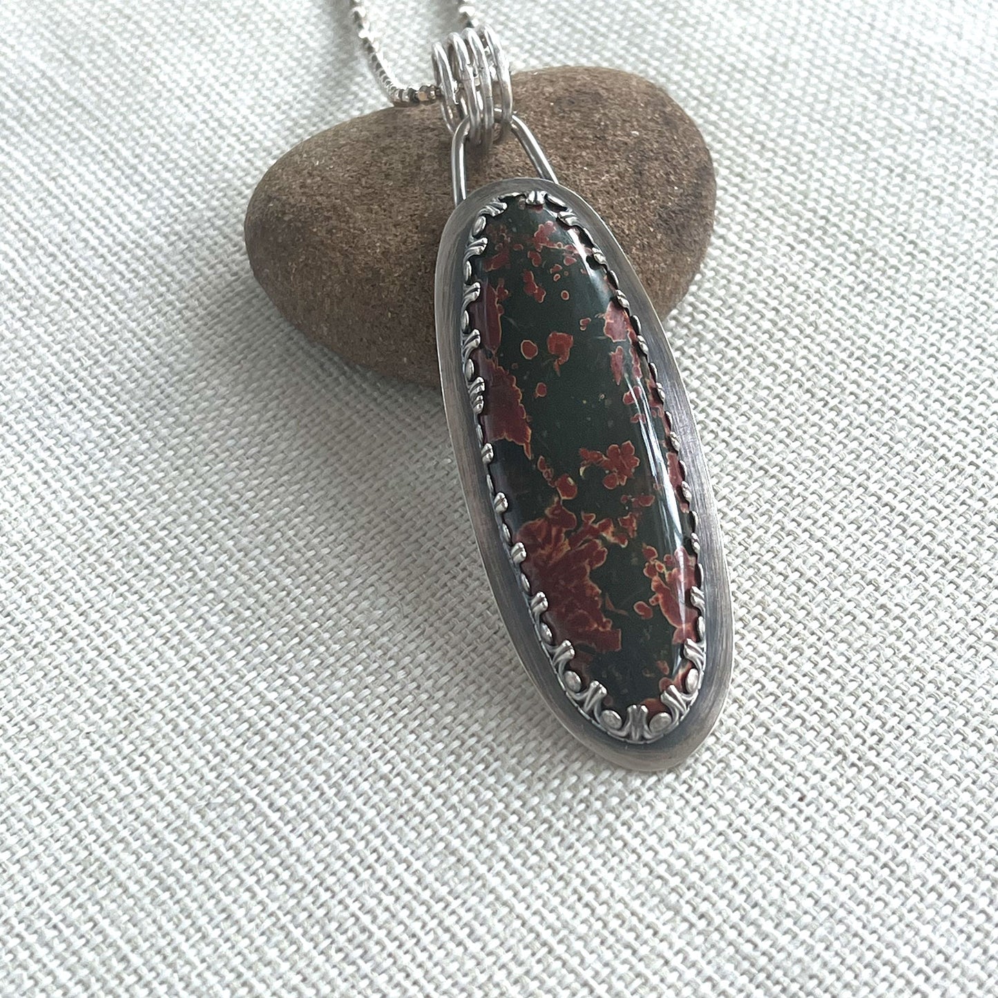 STERLING SILVER CHERRY CREEK JASPER NECKLACE - MOTHER EARTH TALISMAN