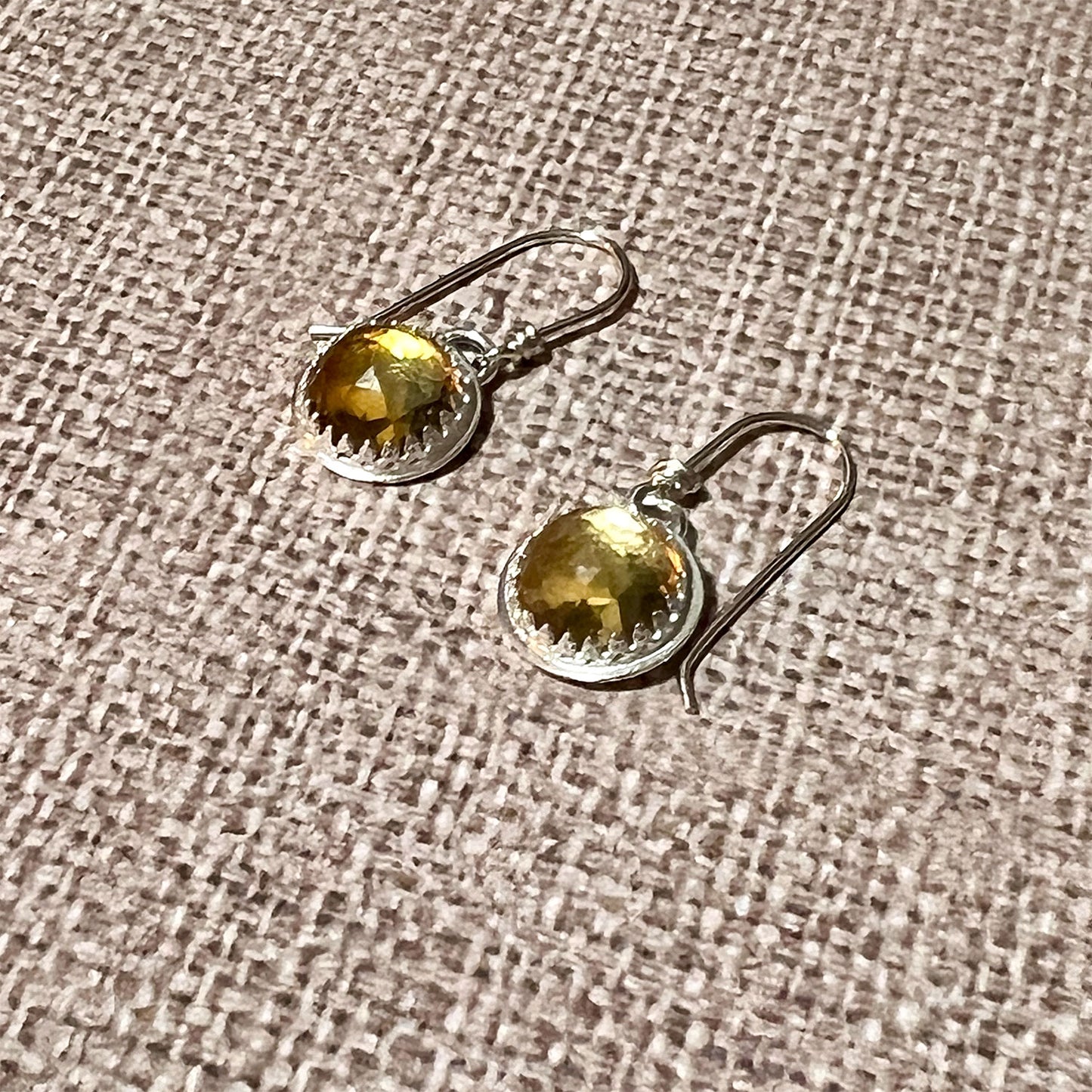 STERLING SILVER CITRINE BEZEL EARRINGS - I BOW TALISMAN