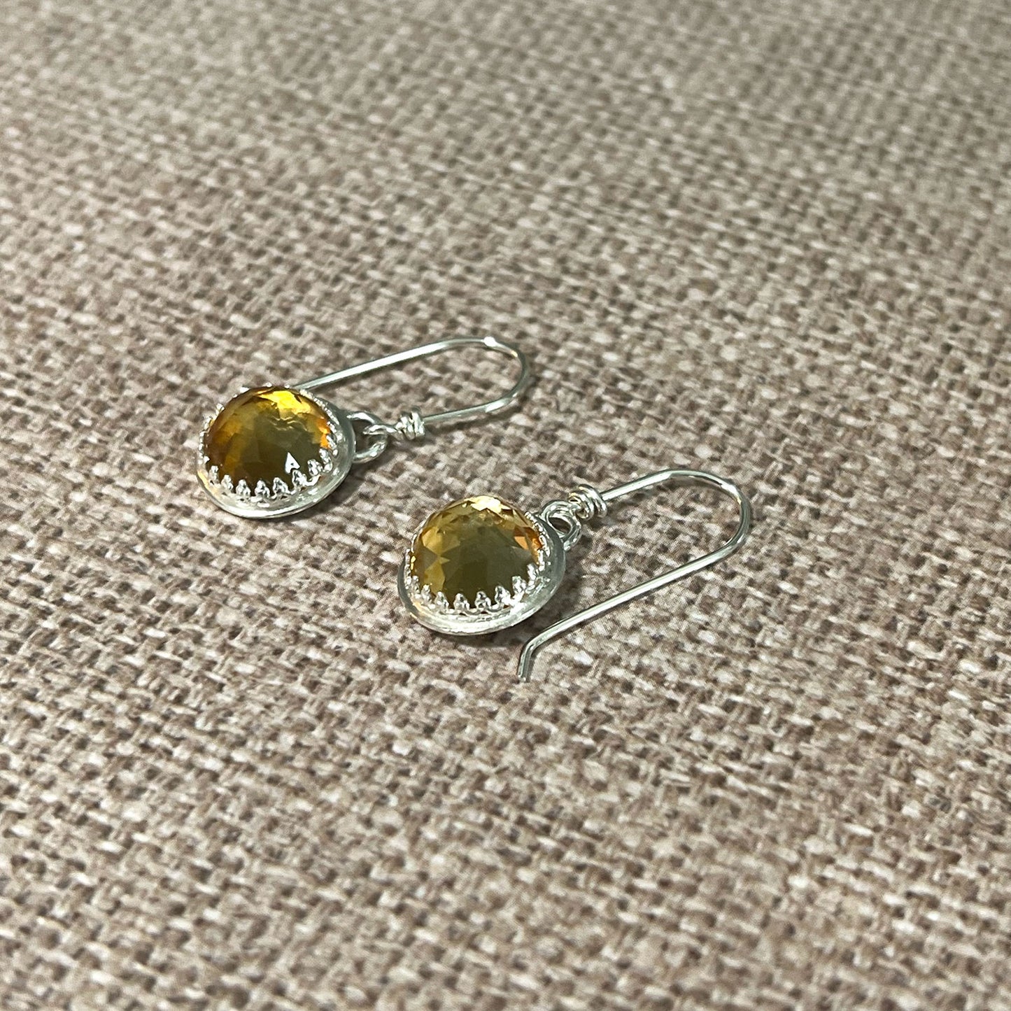 STERLING SILVER CITRINE BEZEL EARRINGS - I BOW TALISMAN