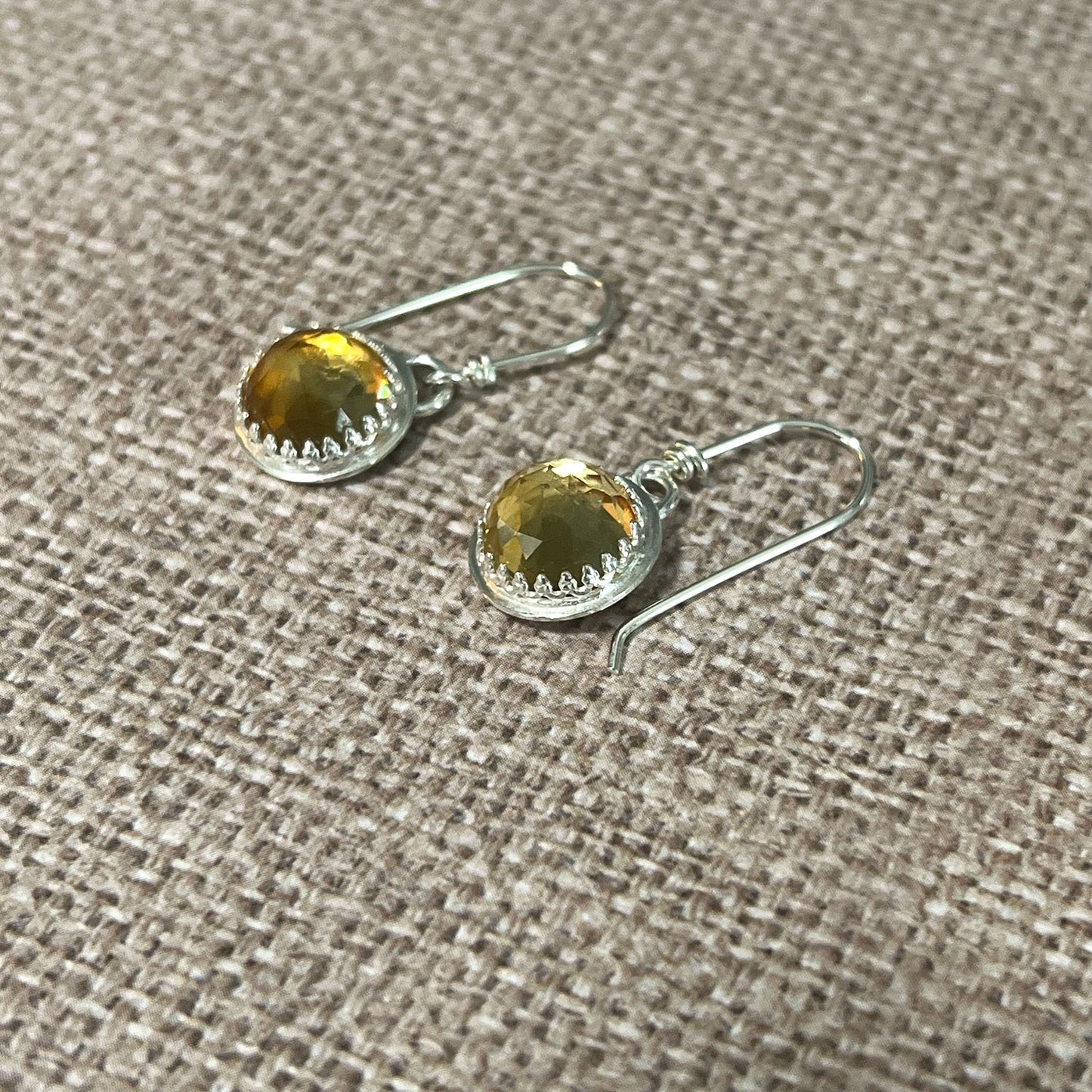 STERLING SILVER CITRINE BEZEL EARRINGS - I BOW TALISMAN