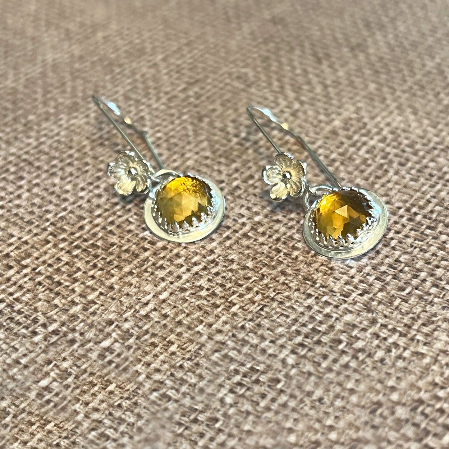 STERLING SILVER CITRINE BEZEL EARRINGS - I BOW TALISMAN