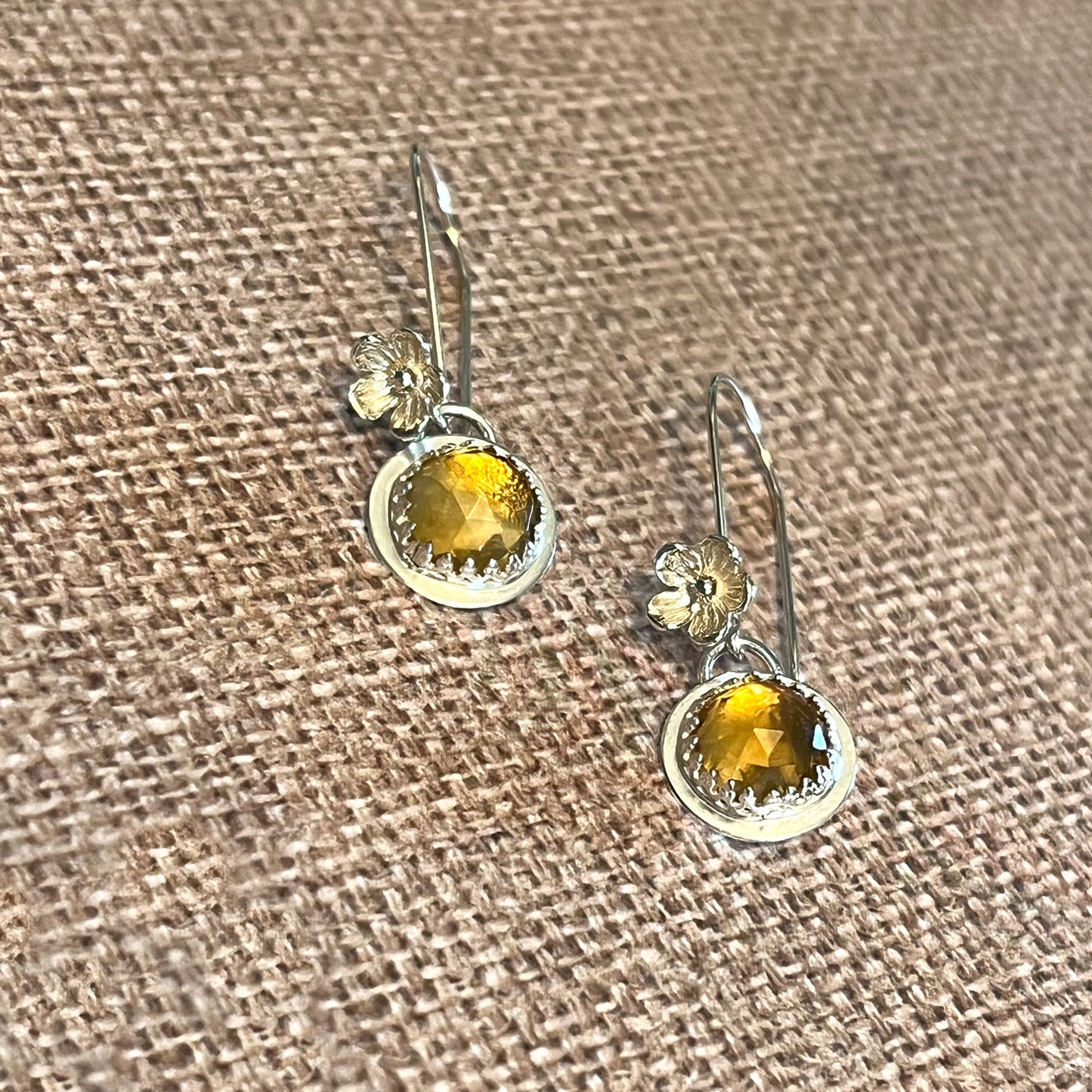 STERLING SILVER CITRINE BEZEL EARRINGS - I BOW TALISMAN