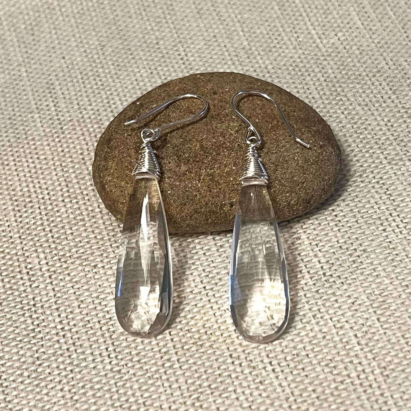 STERLING SILVER CLEAR QUARTZ EARRINGS - POWER TO ELEVATE TALISMAN