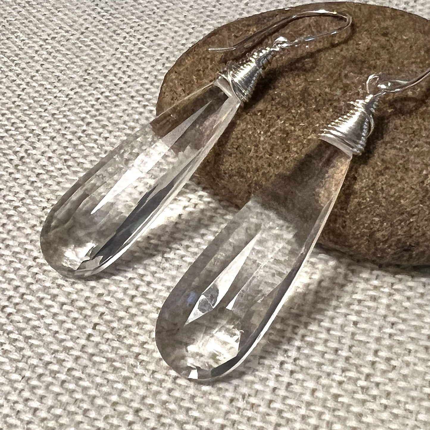 STERLING SILVER CLEAR QUARTZ EARRINGS - POWER TO ELEVATE TALISMAN