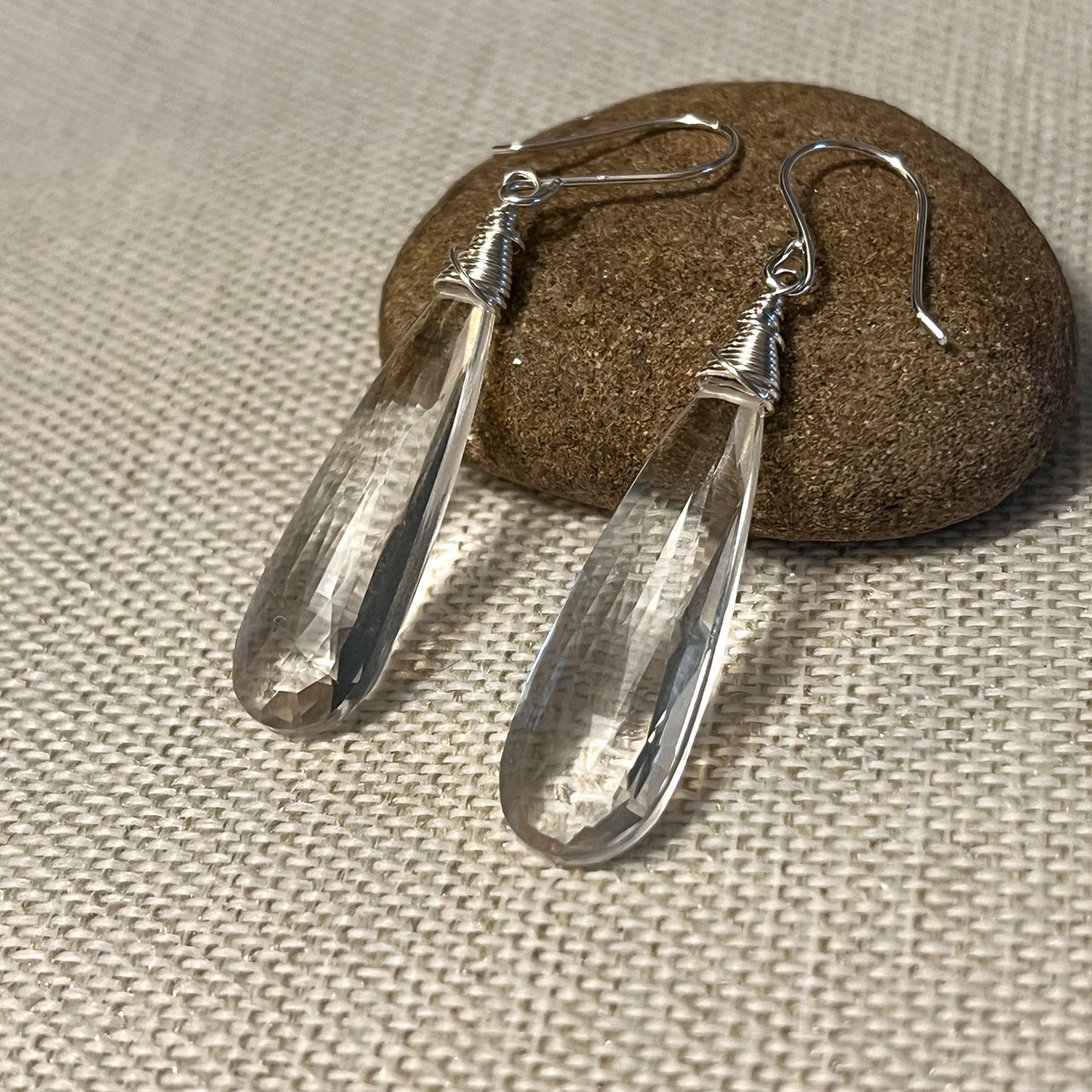 STERLING SILVER CLEAR QUARTZ EARRINGS - POWER TO ELEVATE TALISMAN