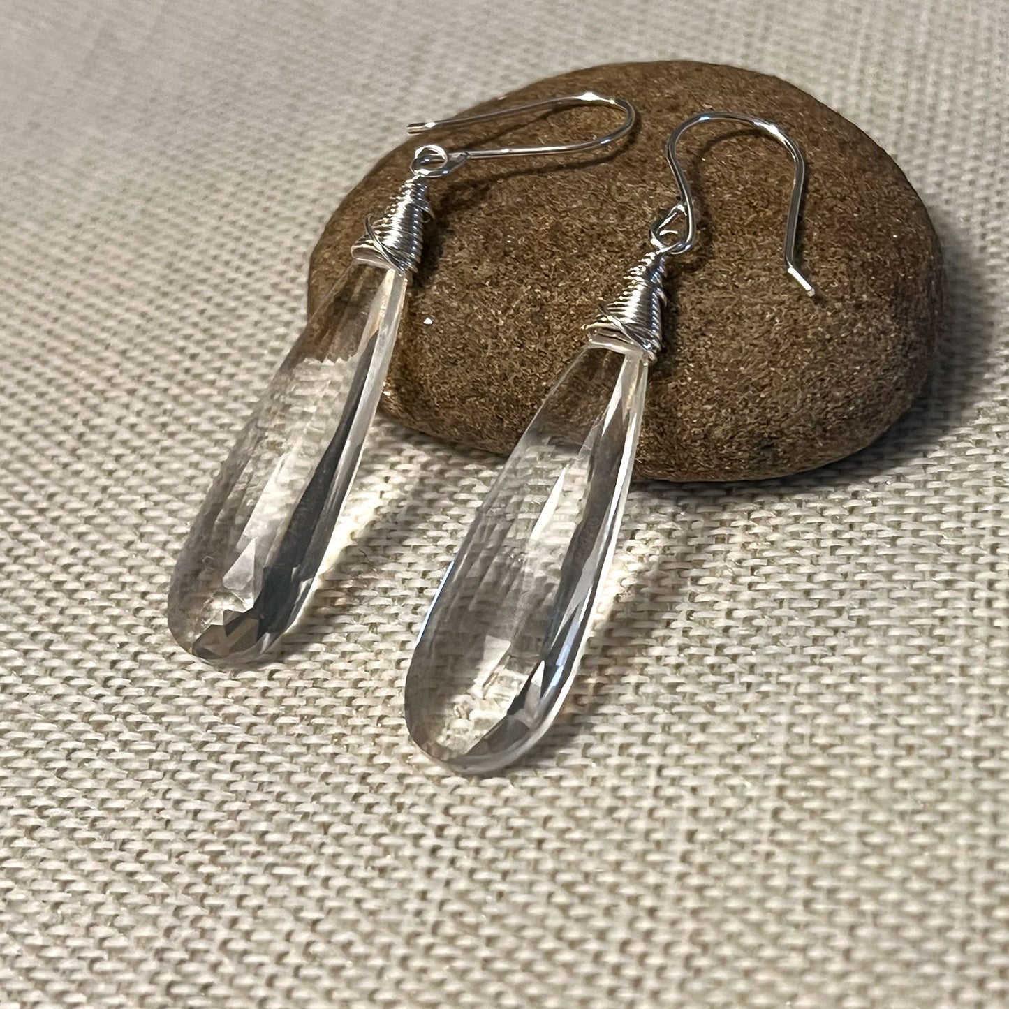 STERLING SILVER CLEAR QUARTZ EARRINGS - POWER TO ELEVATE TALISMAN