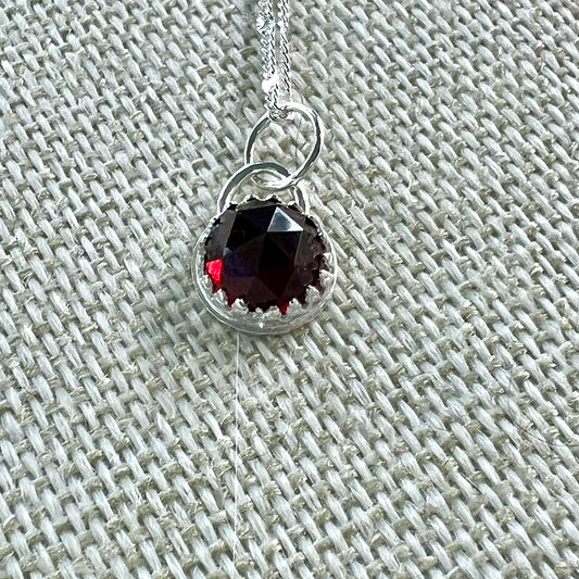 STERLING SILVER GARNET BEZEL NECKLACE - BALANCING EXTREMES TALISMAN