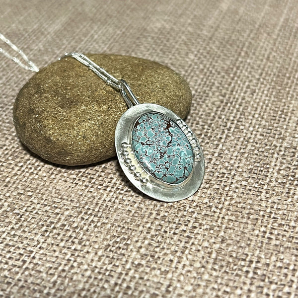 STERLING SILVER GOBI TURQUOISE NECKLACE - HEAVEN AND EARTH TALISMAN
