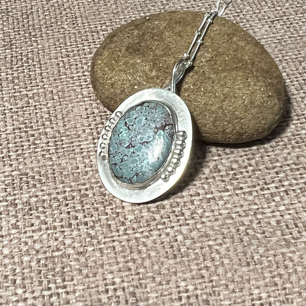 STERLING SILVER GOBI TURQUOISE NECKLACE - HEAVEN AND EARTH TALISMAN