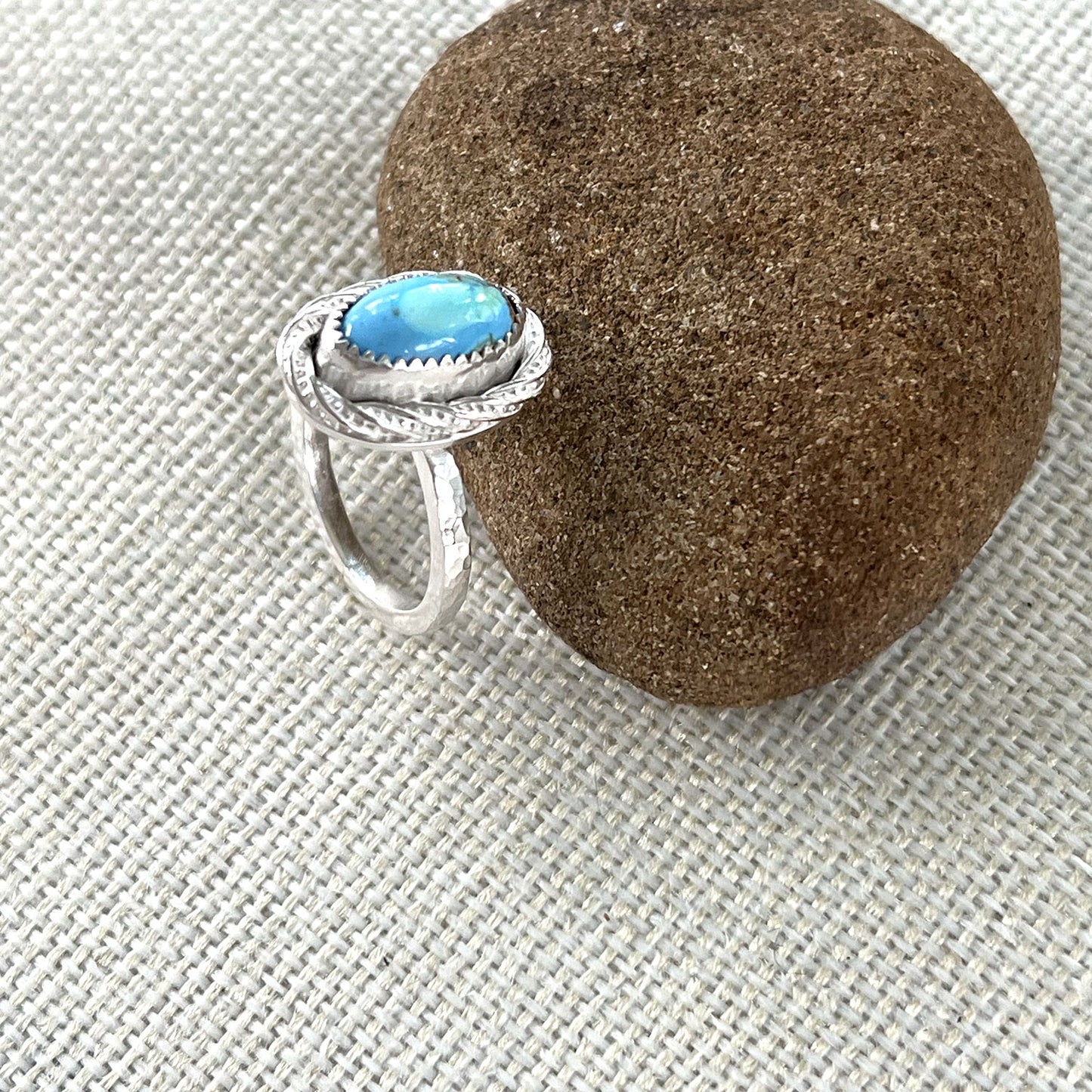 STERLING SILVER GOLDEN HILLS TURQUOISE RING - HEAVEN AND EARTH TALISMAN