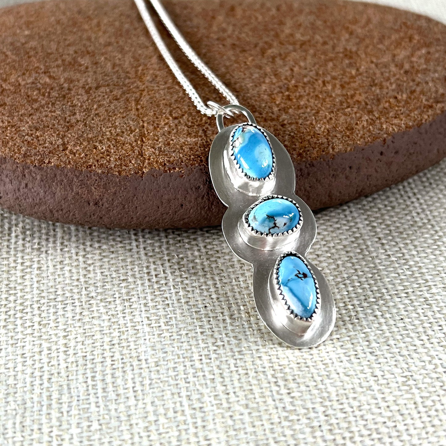 STERLING SILVER GOLDEN HILLS TURQUOISE NECKLACE - HEAVEN AND EARTH TALISMAN