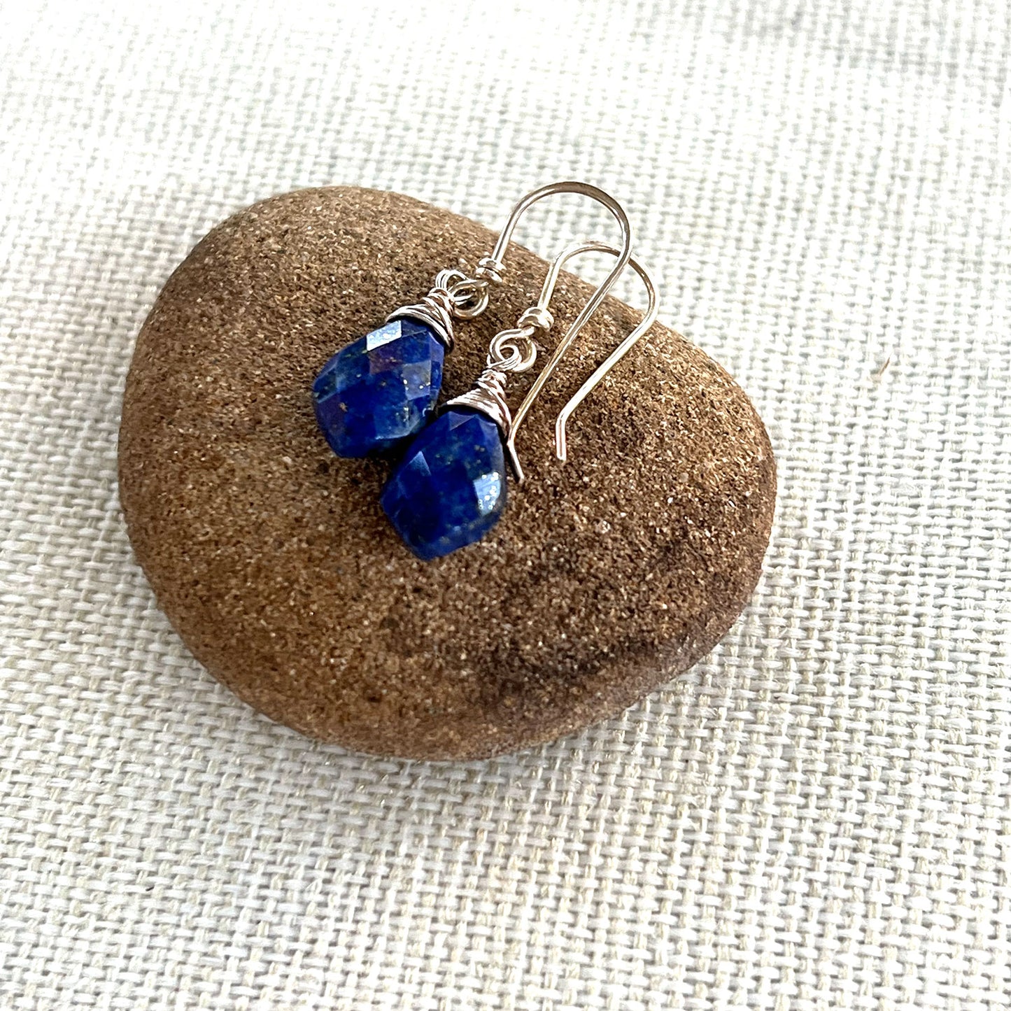 GOLD FILLED/STERLING LAPIS LAZULI SHIELD EARRINGS - SERENITY TALISMAN