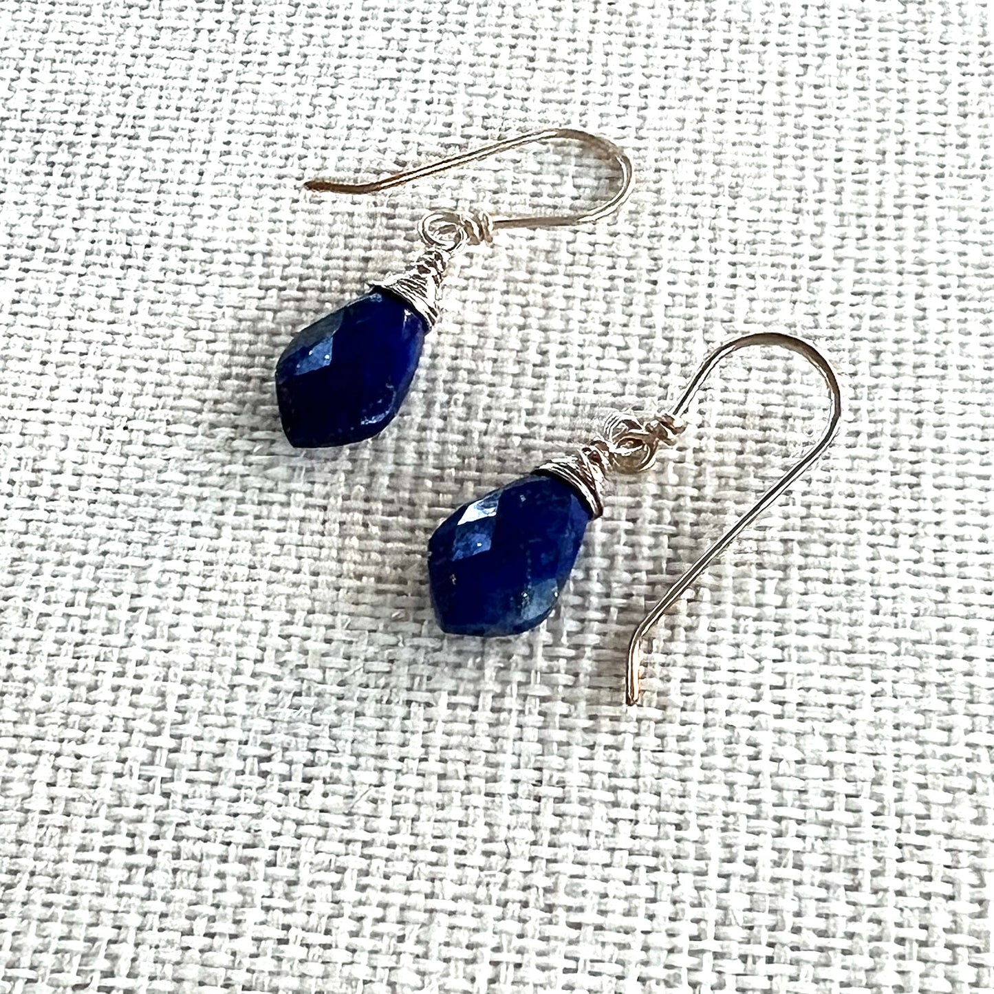 GOLD FILLED/STERLING LAPIS LAZULI SHIELD EARRINGS - SERENITY TALISMAN