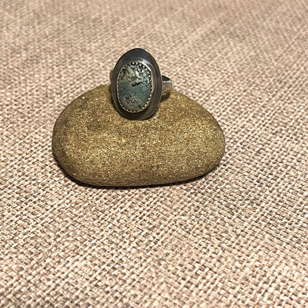 STERLING SILVER OCHOCO MOSS AGATE RING - PROTECTIVE EMBRACE TALISMAN