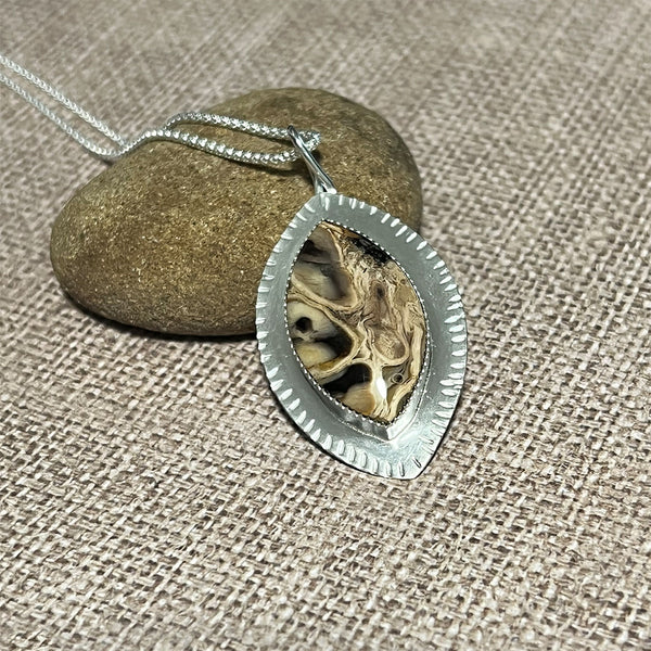 STERLING SILVER PALM WOOD NECKLACE - PATIENCE TALISMAN
