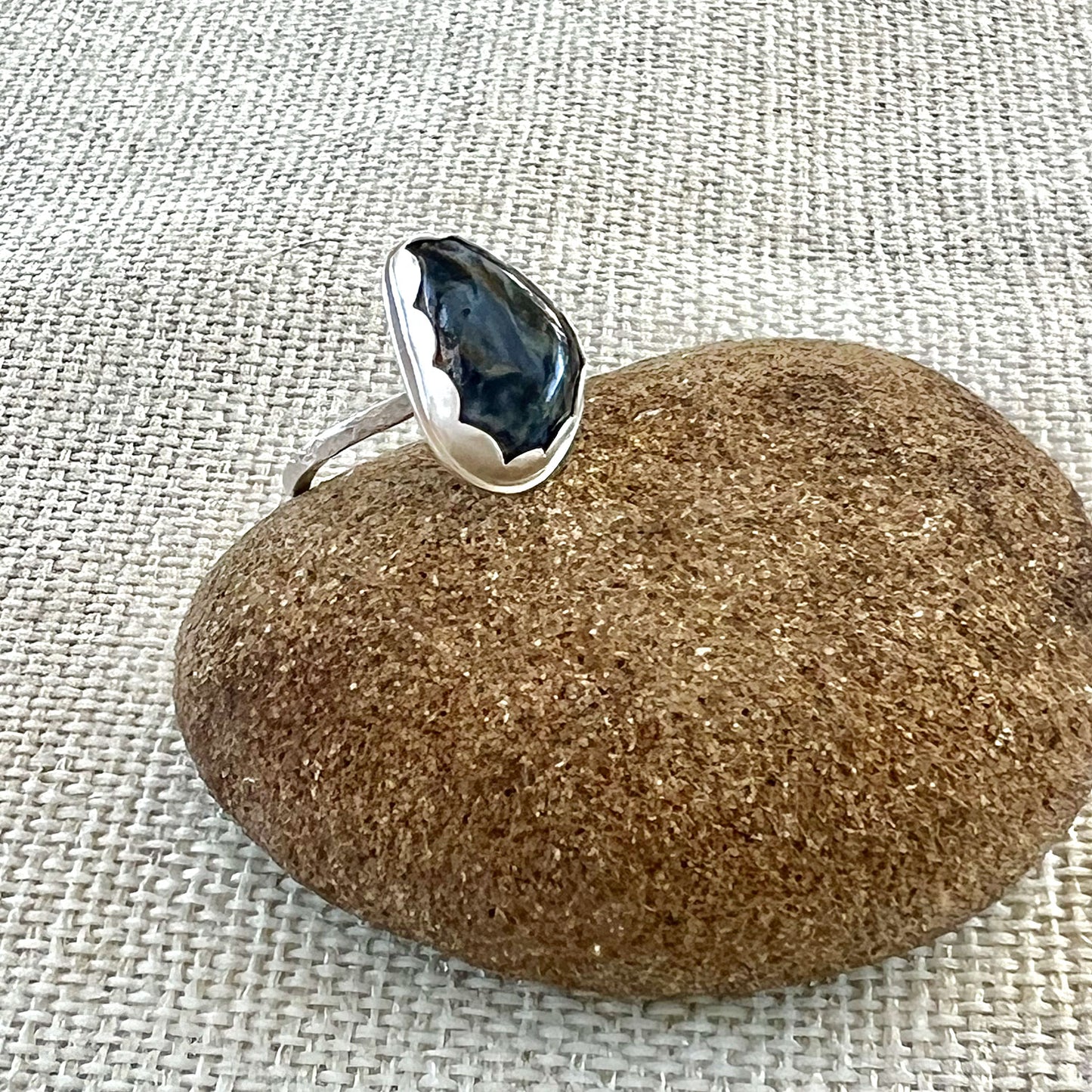 STERLING SILVER PIETERSITE RING - CLEANSING STORM TALISMAN