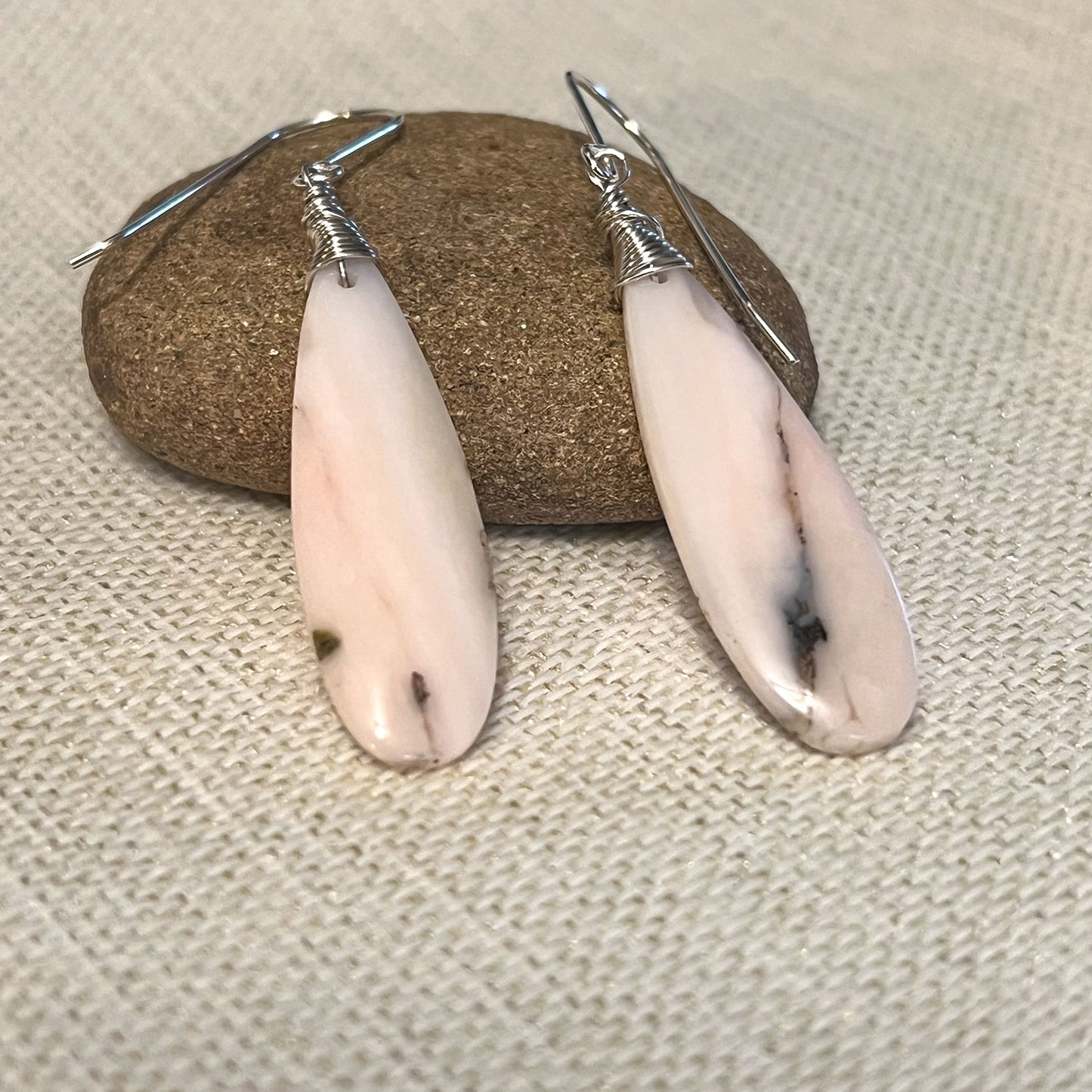 GOLD FILLED/STERLING SILVER PINK PERUVIAN OPAL EARRINGS - CALMING TALISMAN