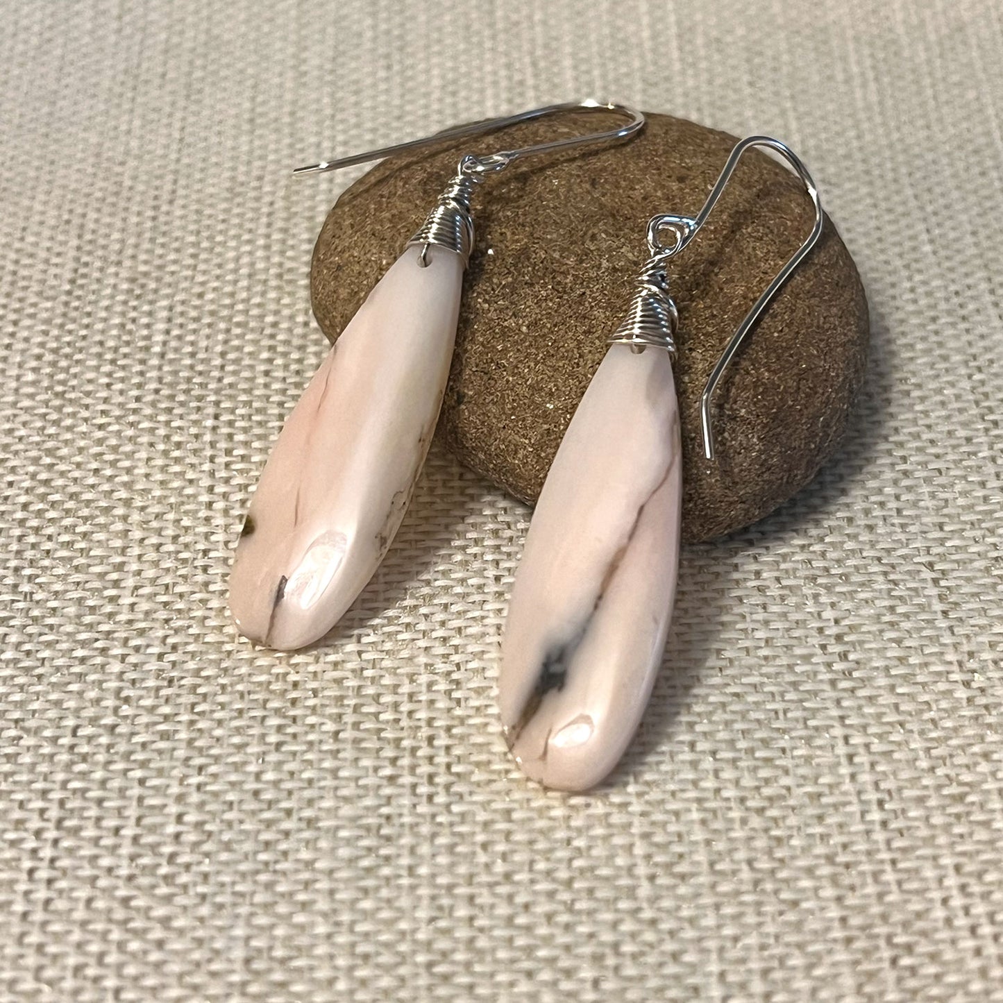 GOLD FILLED/STERLING SILVER PINK PERUVIAN OPAL EARRINGS - CALMING TALISMAN