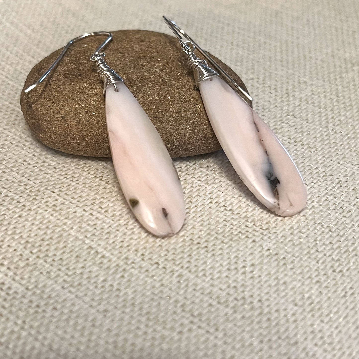 GOLD FILLED/STERLING SILVER PINK PERUVIAN OPAL EARRINGS - CALMING TALISMAN