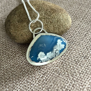 STERLING SILVER PLUME AGATE NECKLACE - PROTECTIVE EMBRACE TALISMAN