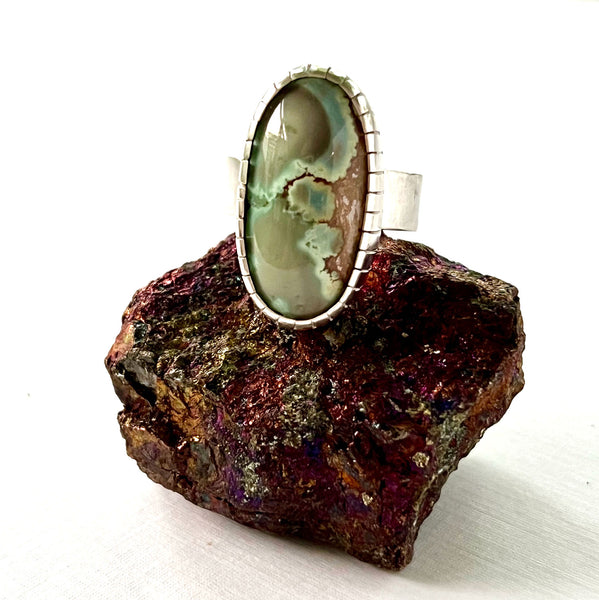 STERLING SILVER RED RIVER TURQUOISE RING - HEAVEN AND EARTH TALISMAN