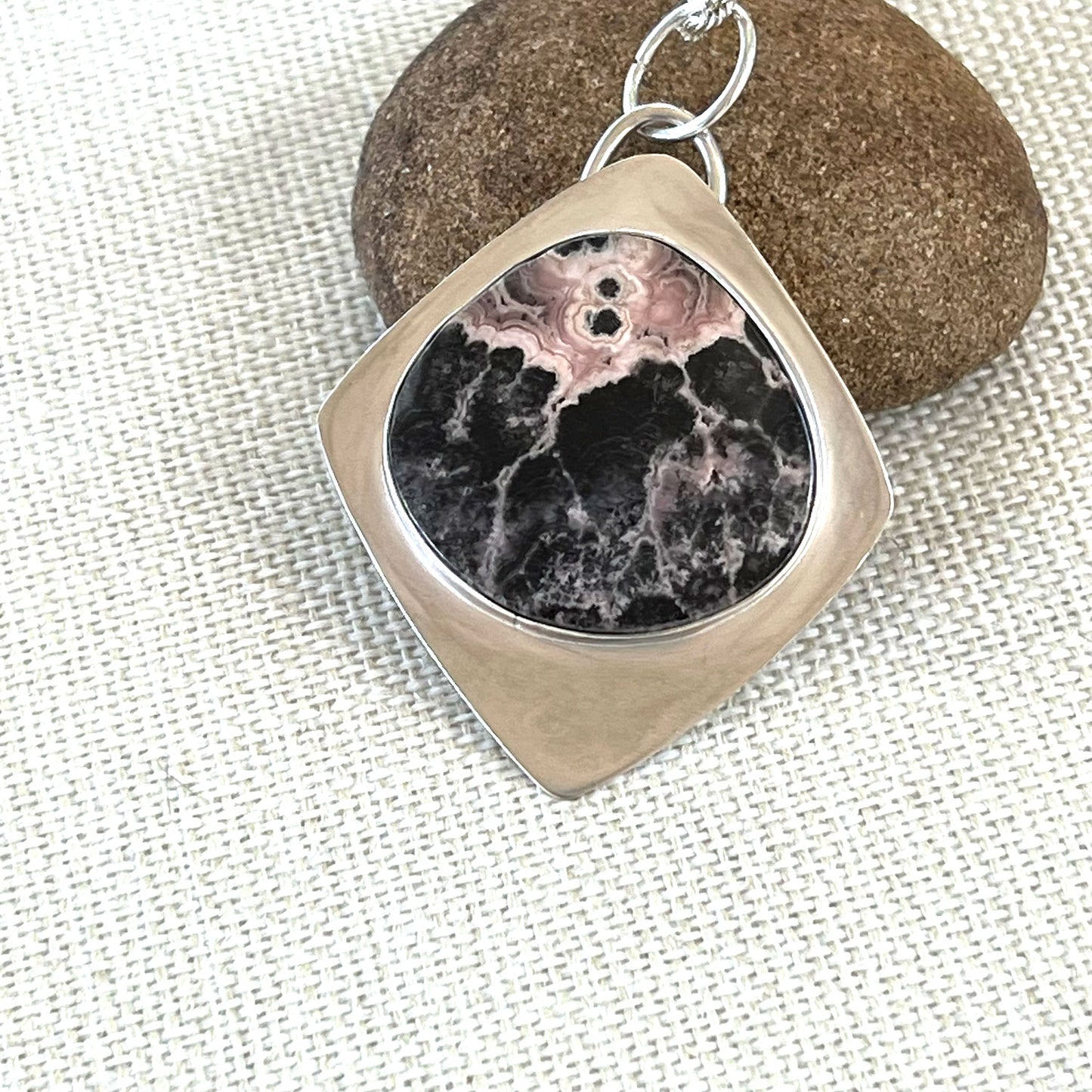 STERLING SILVER RHODOCROSITE NECKLACE - UNCONDITIONAL LOVE TALISMAN