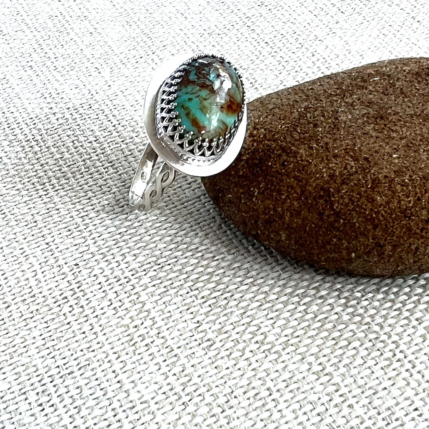 STERLING SILVER SKY SONG TURQUOISE RING - HEAVEN AND EARTH TALISMAN