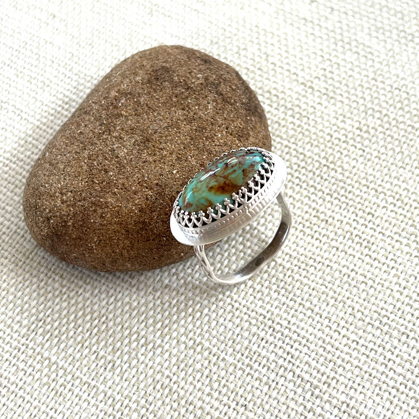 STERLING SILVER SKY SONG TURQUOISE RING - HEAVEN AND EARTH TALISMAN