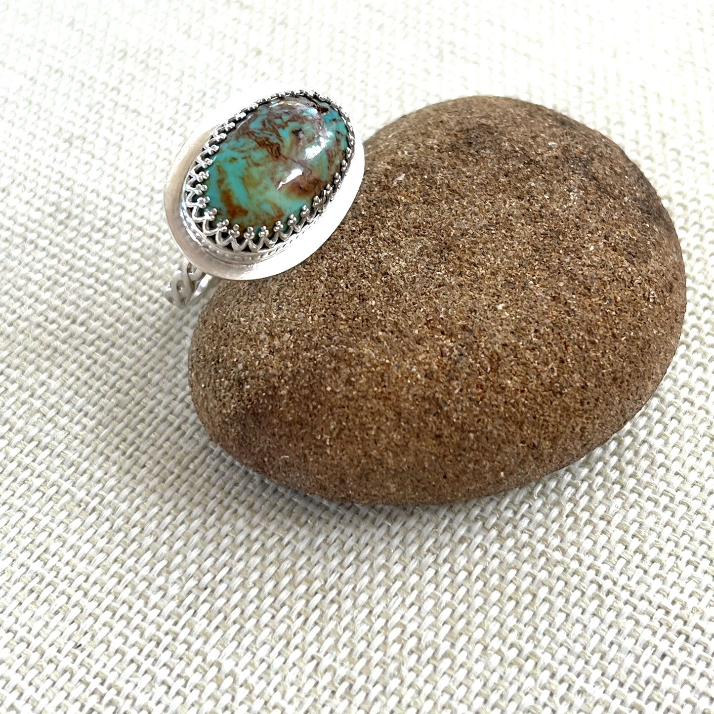 STERLING SILVER SKY SONG TURQUOISE RING - HEAVEN AND EARTH TALISMAN