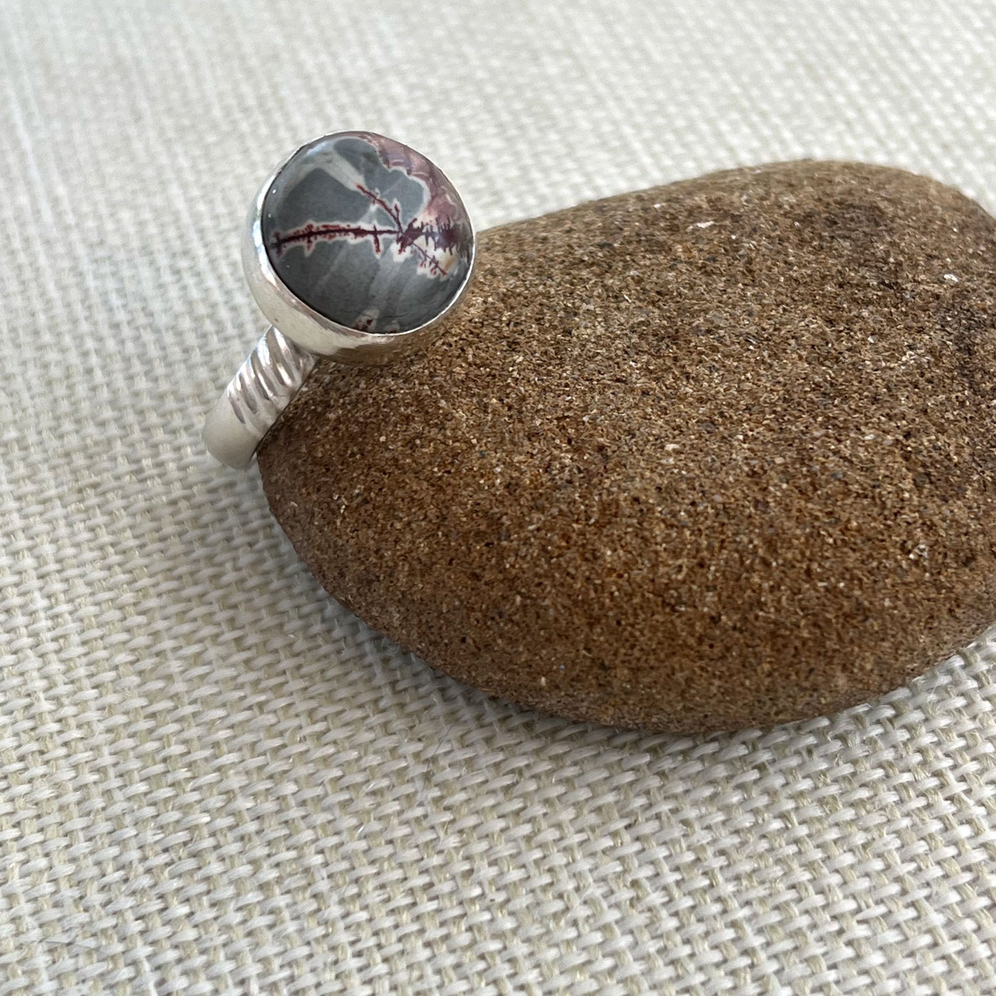 STERLING SILVER SONORAN DENDRITIC RHYOLITE RING - PROGRESS TALISMAN