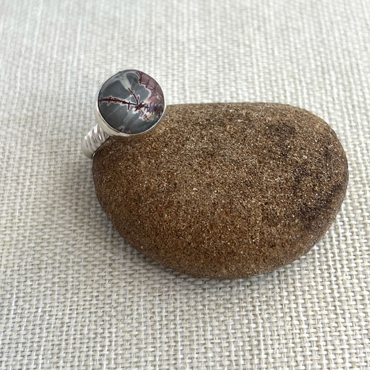 STERLING SILVER SONORAN DENDRITIC RHYOLITE RING - PROGRESS TALISMAN