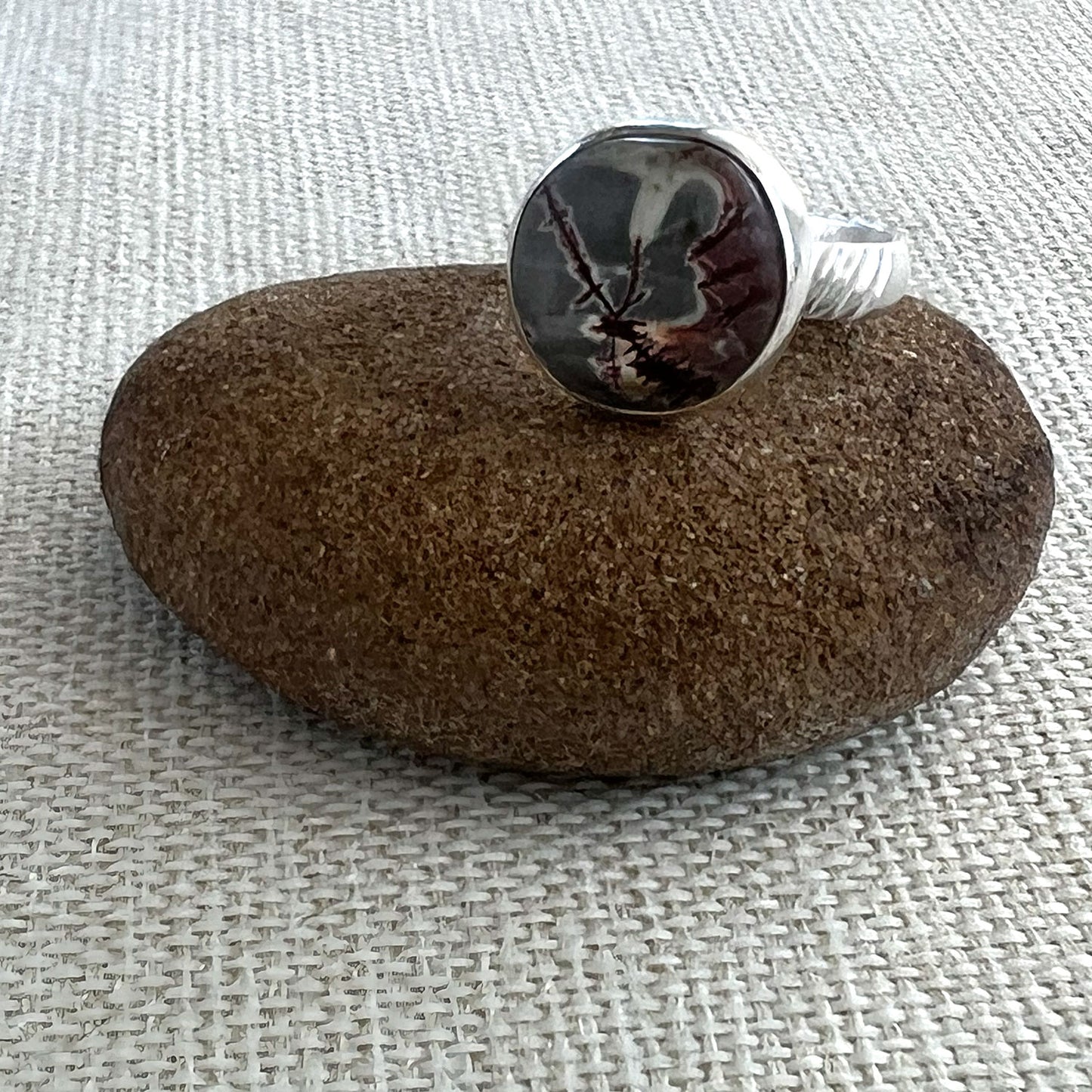 STERLING SILVER SONORAN DENDRITIC RHYOLITE RING - PROGRESS TALISMAN