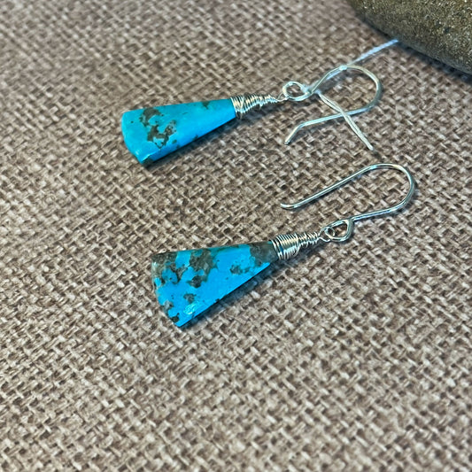 STERLING SILVER TURQUOISE CONICAL EARRINGS - HEAVEN AND EARTH TALISMAN