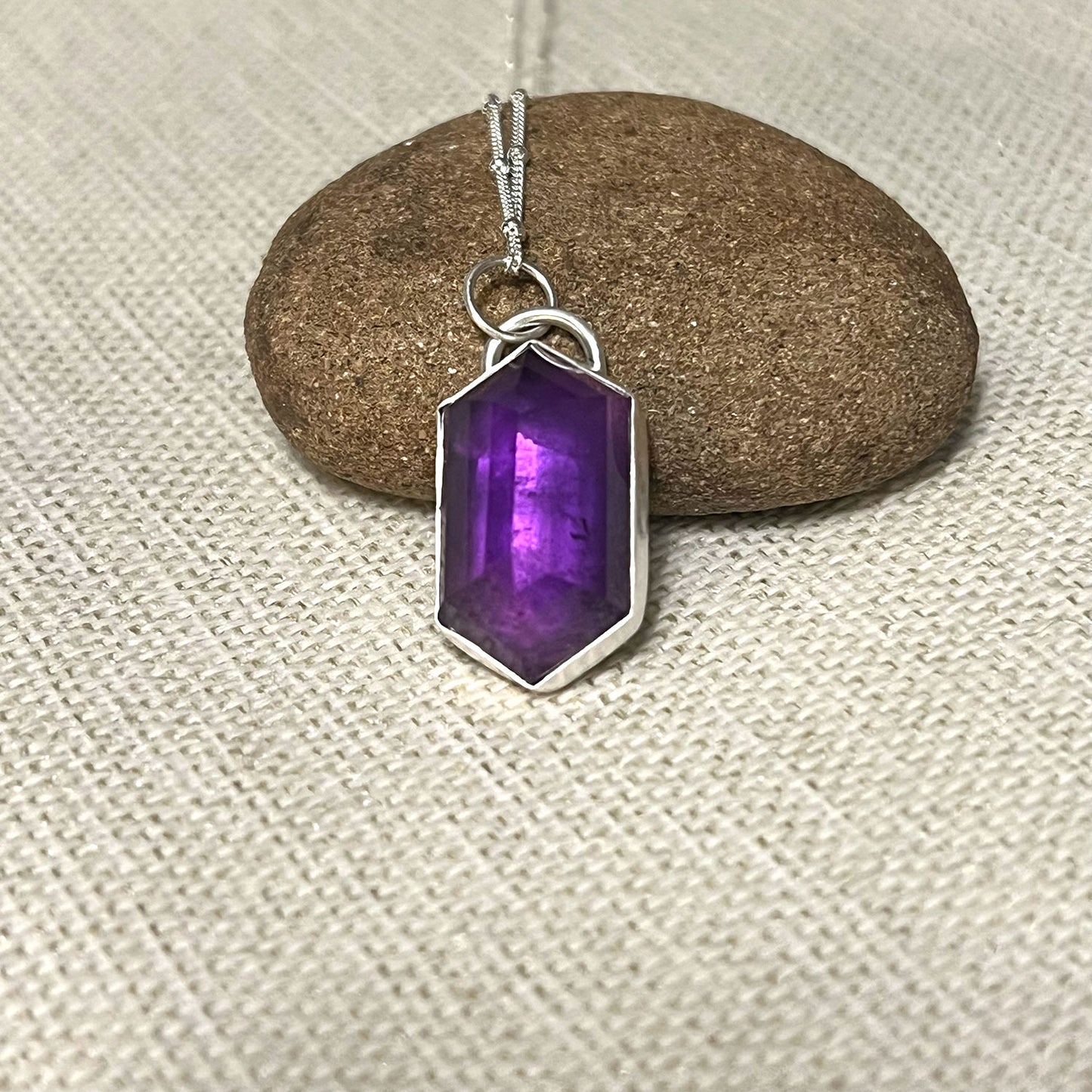 STERLING SILVER AMETHYST HEX NECKLACE - DREAMLAND TALISMAN