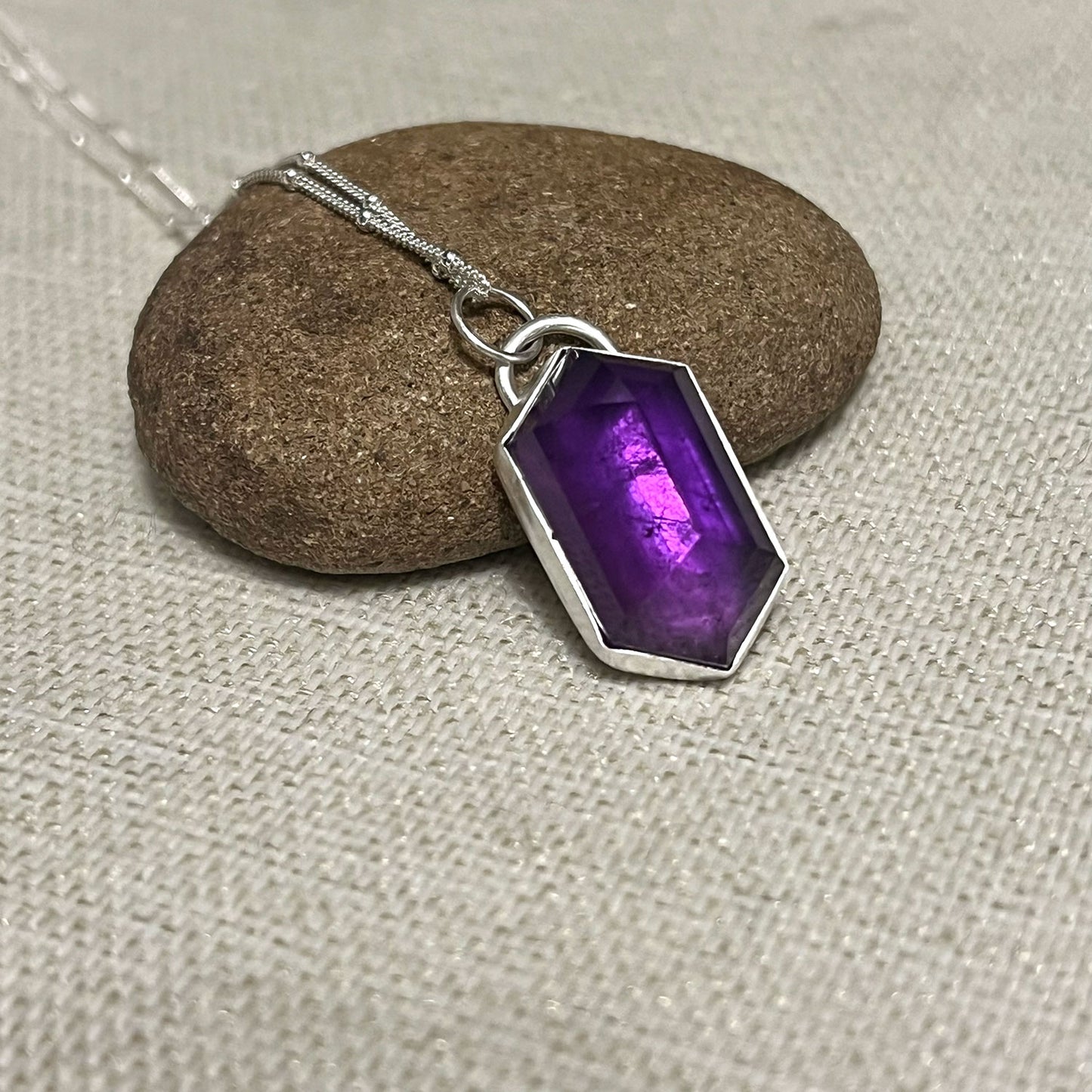 STERLING SILVER AMETHYST HEX NECKLACE - DREAMLAND TALISMAN