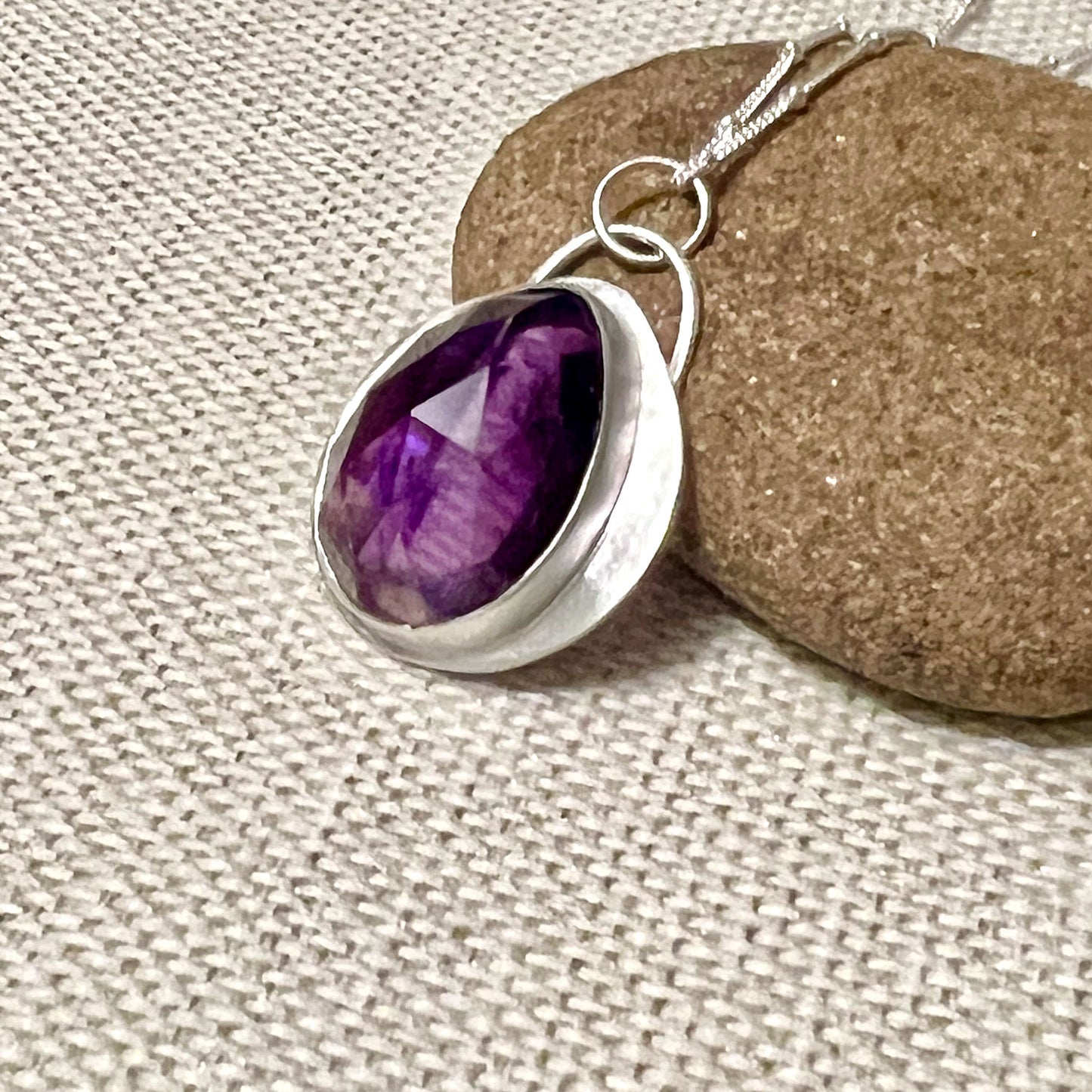 STERLING SILVER BEZEL SET AMETHYST NECKLACE - DREAMLAND TALISMAN