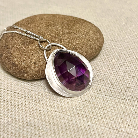 STERLING SILVER BEZEL SET AMETHYST NECKLACE - DREAMLAND TALISMAN