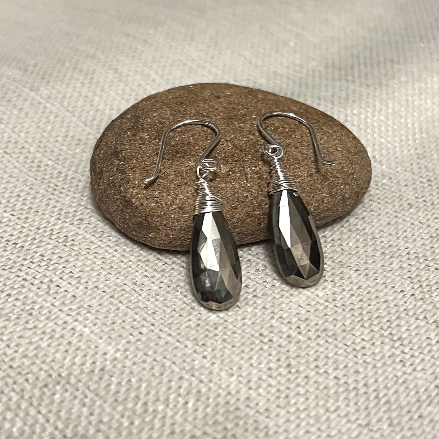 STERLING SILVER PYRITE ALMOND EARRINGS - WHAT LIES UNDERNEATH TALISMAN