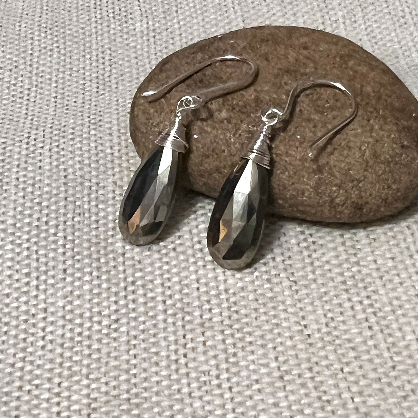 STERLING SILVER PYRITE ALMOND EARRINGS - WHAT LIES UNDERNEATH TALISMAN